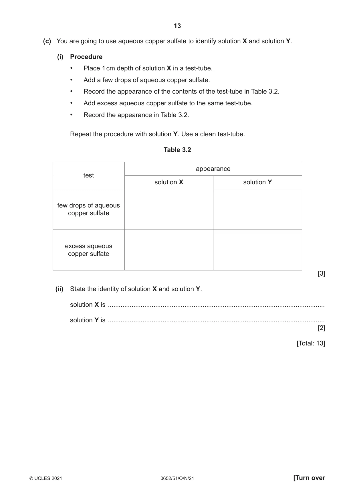 Cambridge IGCSE Physical Science 0652 2021 Oct/Nov Paper 5 · Variant 1 question paper, page 13 of 20