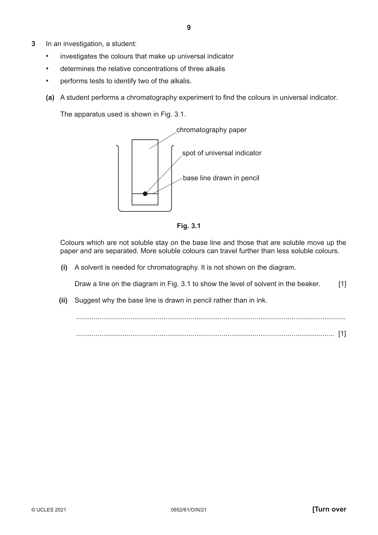 Cambridge IGCSE Physical Science 0652 2021 Oct/Nov Paper 6 · Variant 1 question paper, page 9 of 16