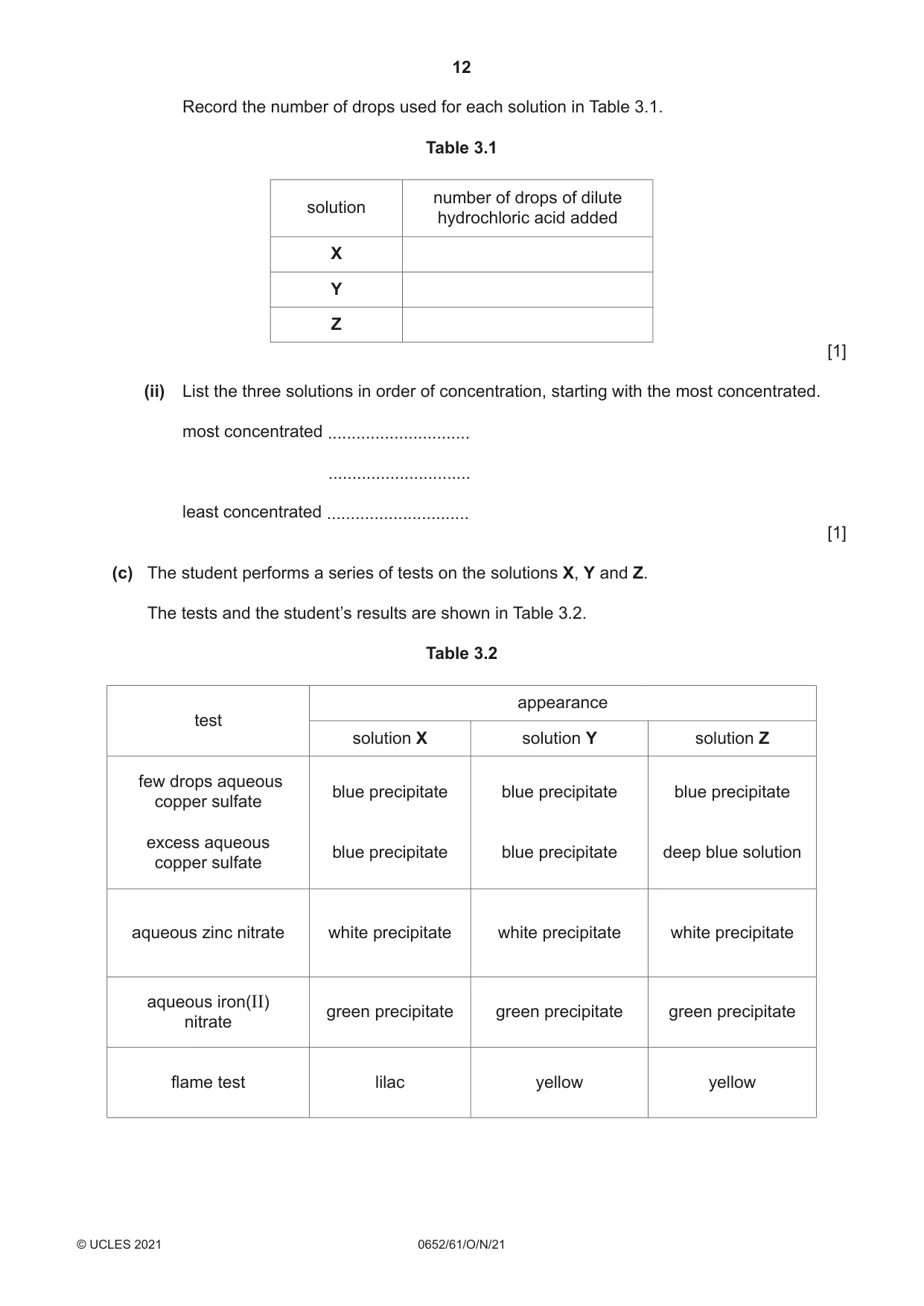 Cambridge IGCSE Physical Science 0652 2021 Oct/Nov Paper 6 · Variant 1 question paper, page 12 of 16