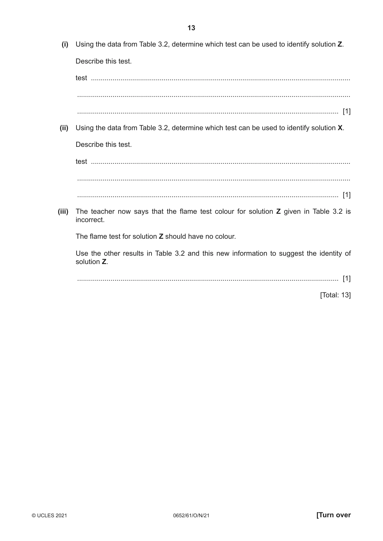Cambridge IGCSE Physical Science 0652 2021 Oct/Nov Paper 6 · Variant 1 question paper, page 13 of 16