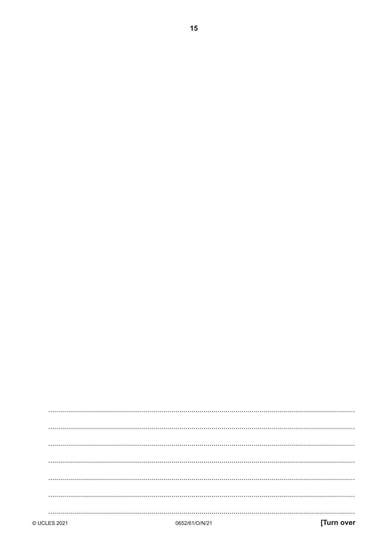 Cambridge IGCSE Physical Science 0652 2021 Oct/Nov Paper 6 · Variant 1 question paper, page 15 of 16