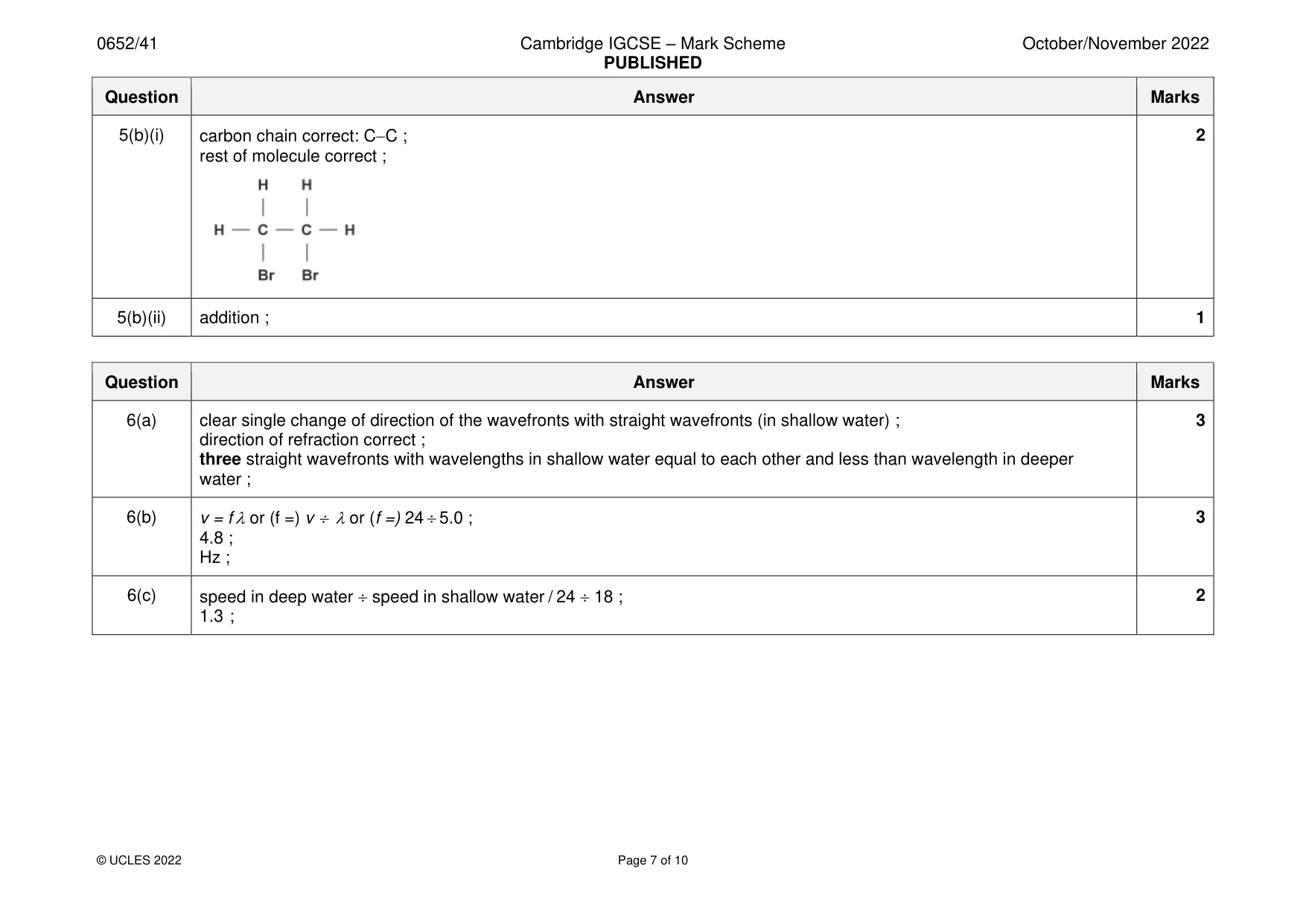 Mark scheme, page 7 of 10