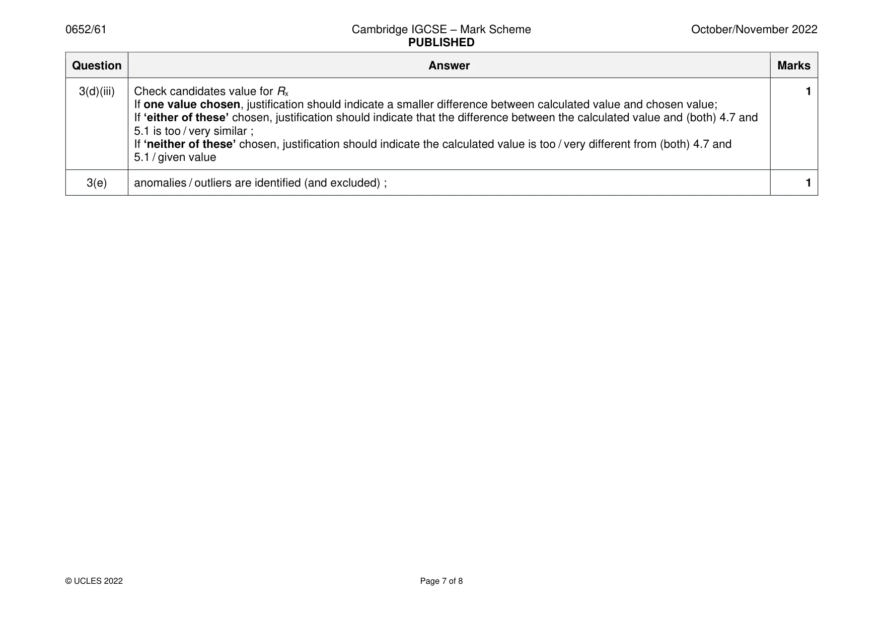 Mark scheme, page 7 of 8