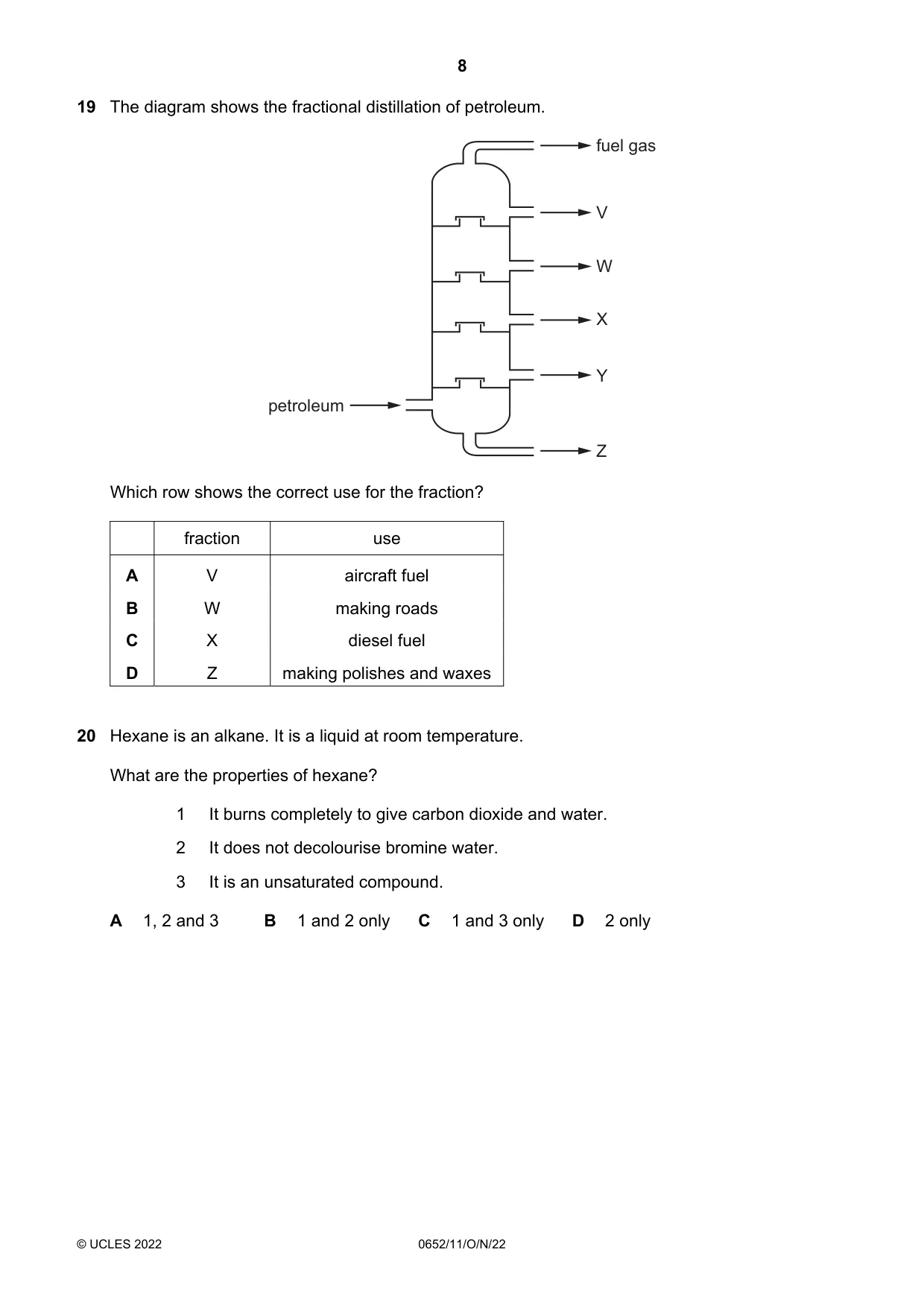 Cambridge IGCSE Physical Science 0652 2022 Oct/Nov Paper 1 · Variant 1 question paper, page 8 of 16