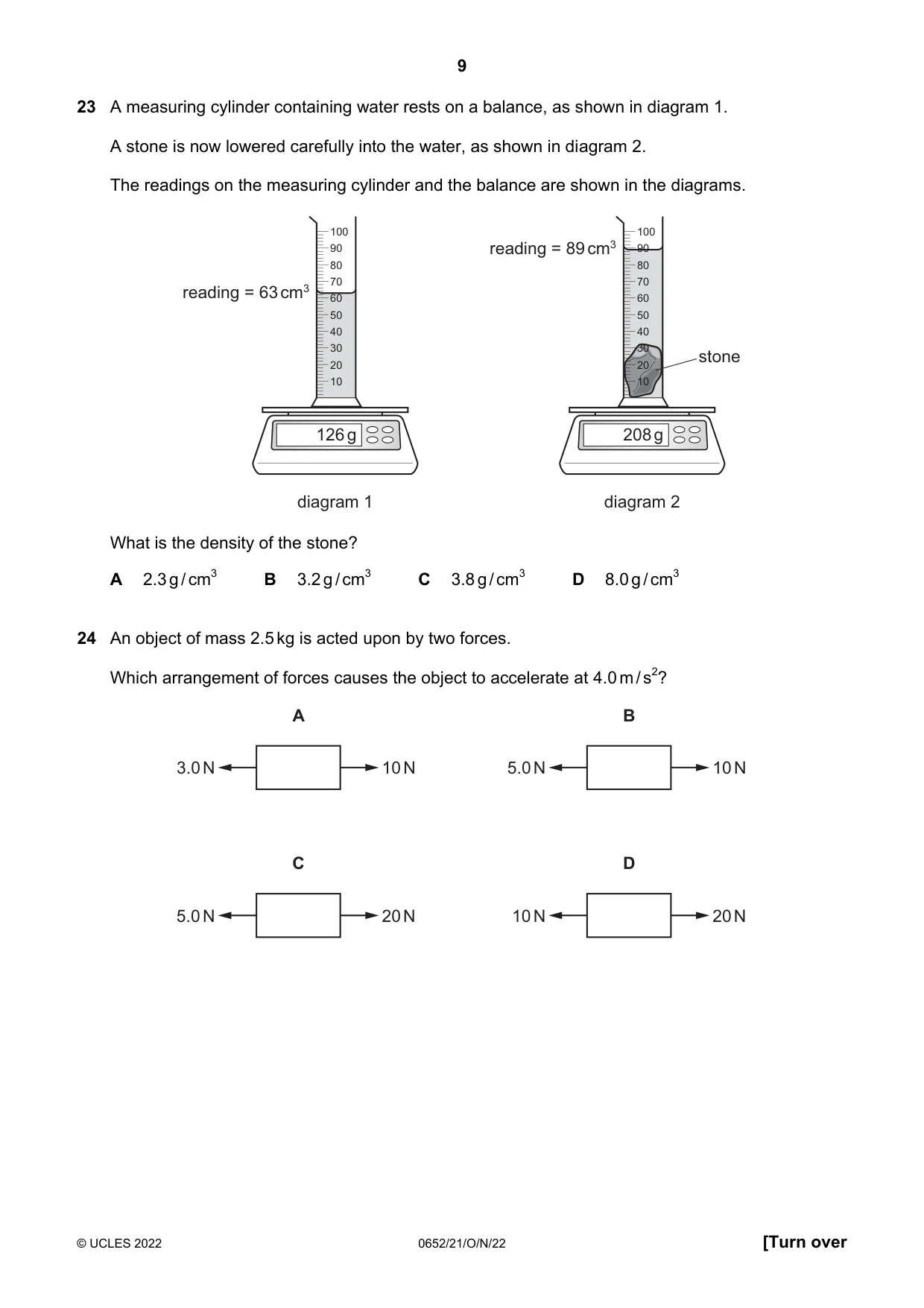 Cambridge IGCSE Physical Science 0652 2022 Oct/Nov Paper 2 · Variant 1 question paper, page 9 of 16