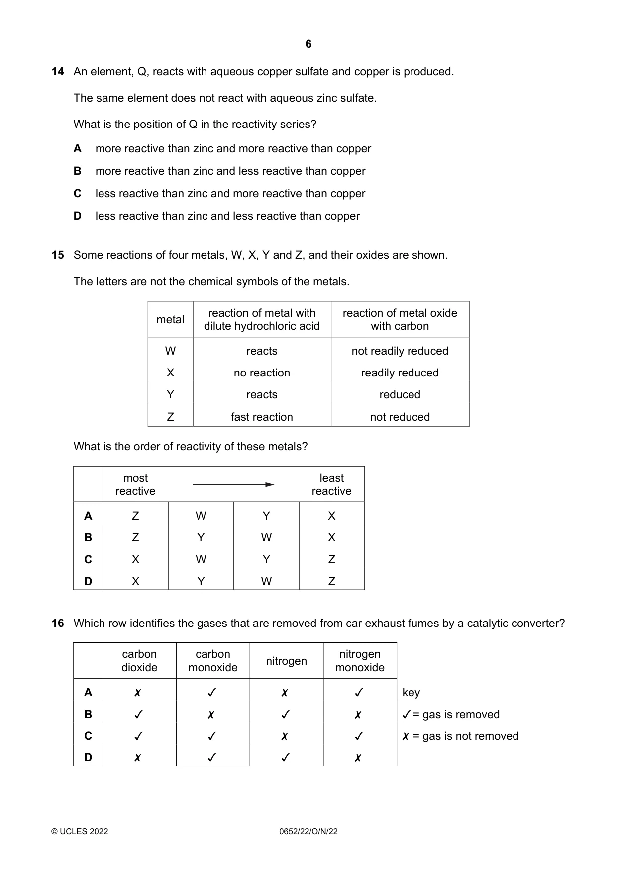 Cambridge IGCSE Physical Science 0652 2022 Oct/Nov Paper 2 · Variant 2 question paper, page 6 of 16