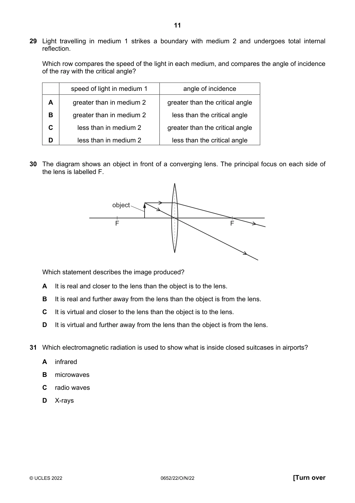 Cambridge IGCSE Physical Science 0652 2022 Oct/Nov Paper 2 · Variant 2 question paper, page 11 of 16