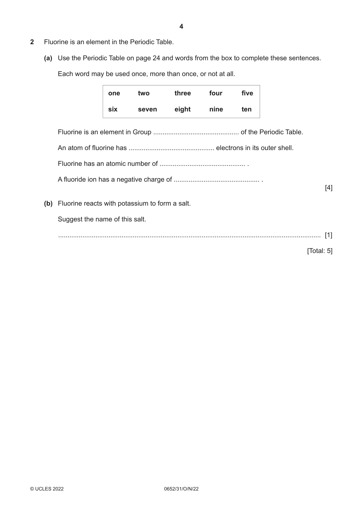 Cambridge IGCSE Physical Science 0652 2022 Oct/Nov Paper 3 · Variant 1 question paper, page 4 of 24