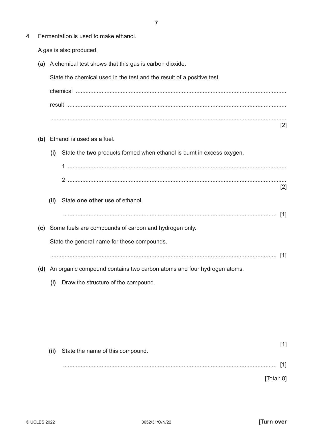 Cambridge IGCSE Physical Science 0652 2022 Oct/Nov Paper 3 · Variant 1 question paper, page 7 of 24