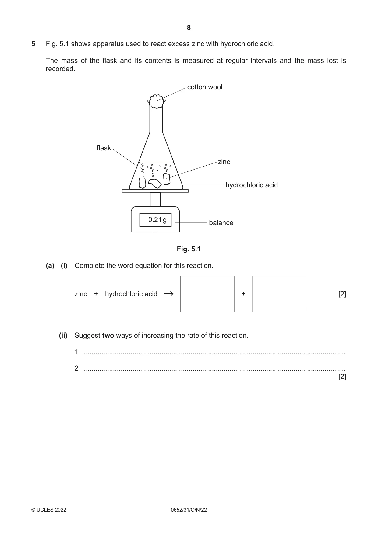 Cambridge IGCSE Physical Science 0652 2022 Oct/Nov Paper 3 · Variant 1 question paper, page 8 of 24