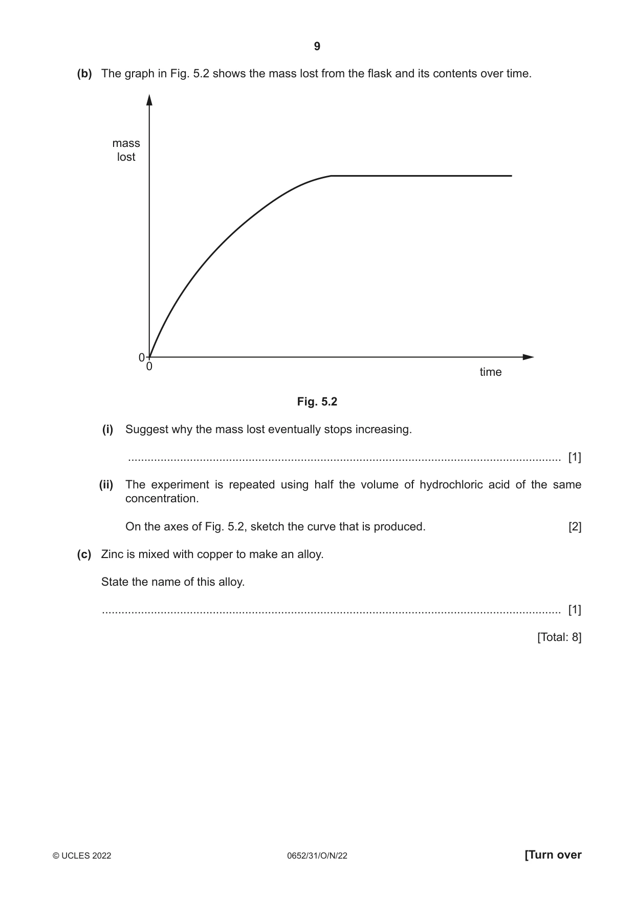 Cambridge IGCSE Physical Science 0652 2022 Oct/Nov Paper 3 · Variant 1 question paper, page 9 of 24