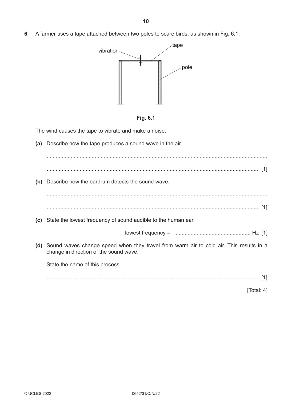 Cambridge IGCSE Physical Science 0652 2022 Oct/Nov Paper 3 · Variant 1 question paper, page 10 of 24
