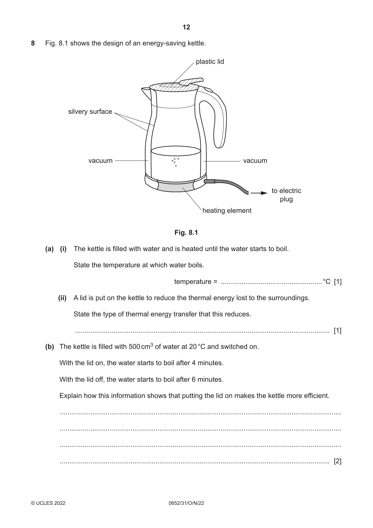 Cambridge IGCSE Physical Science 0652 2022 Oct/Nov Paper 3 · Variant 1 question paper, page 12 of 24
