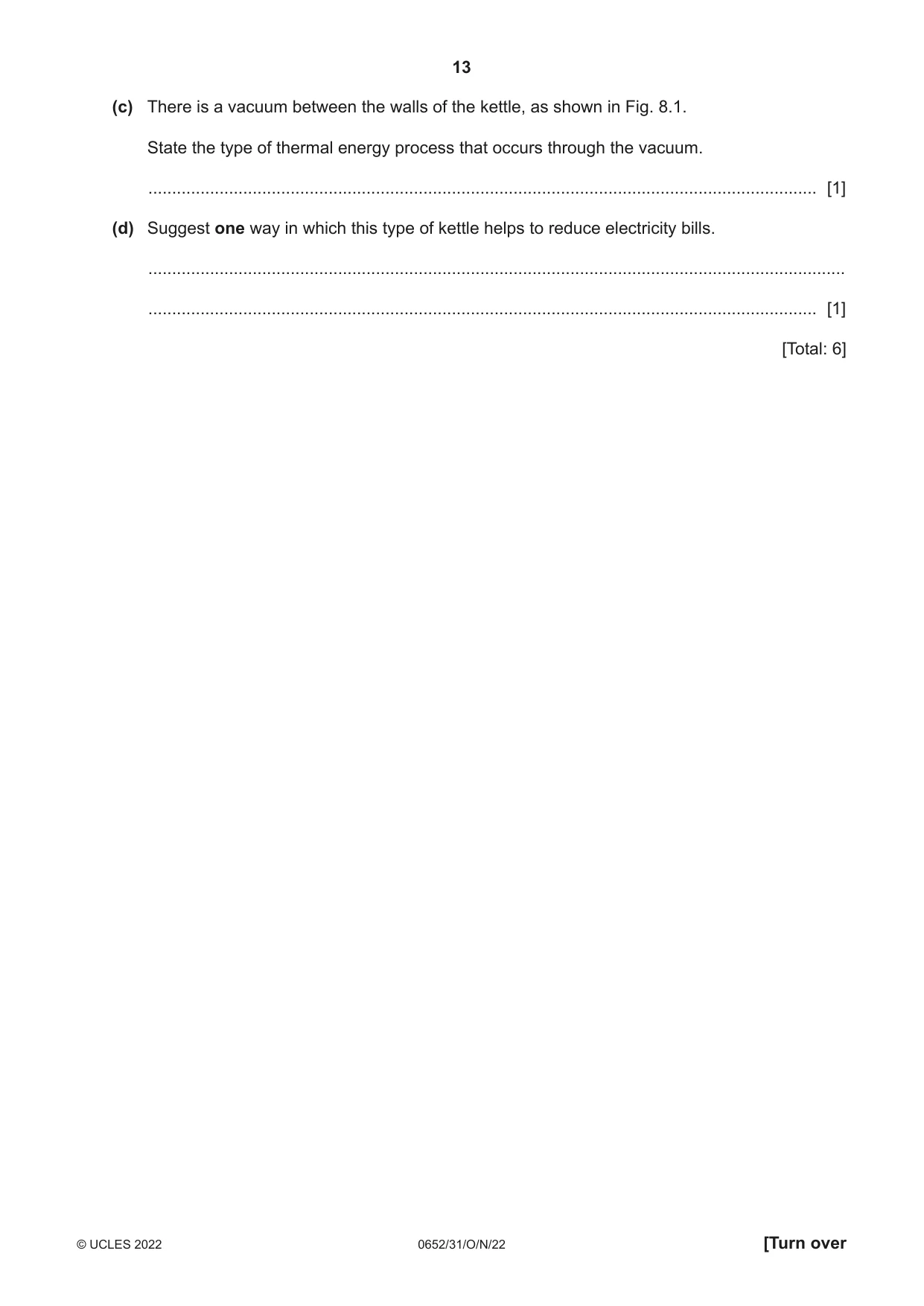 Cambridge IGCSE Physical Science 0652 2022 Oct/Nov Paper 3 · Variant 1 question paper, page 13 of 24