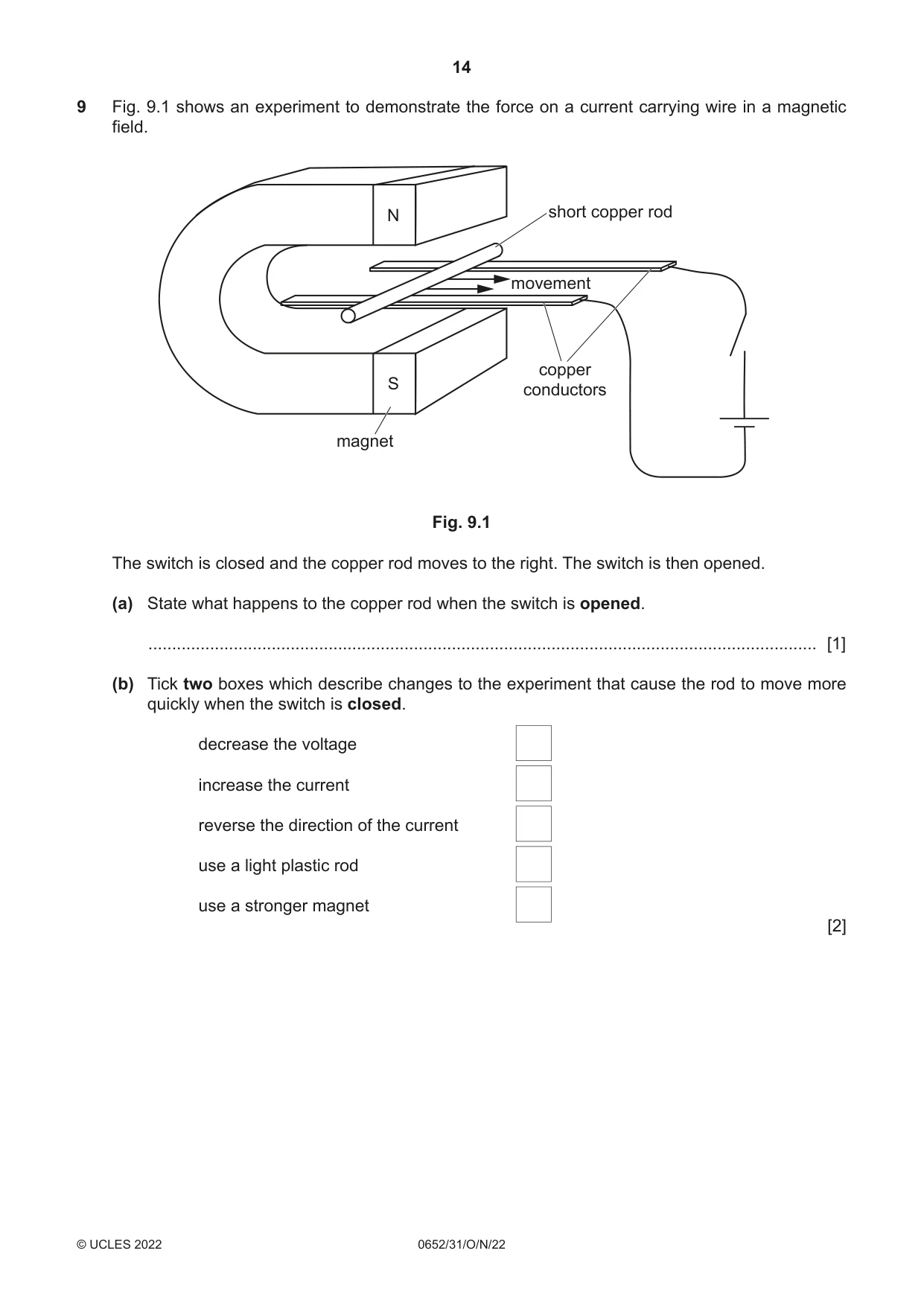 Cambridge IGCSE Physical Science 0652 2022 Oct/Nov Paper 3 · Variant 1 question paper, page 14 of 24