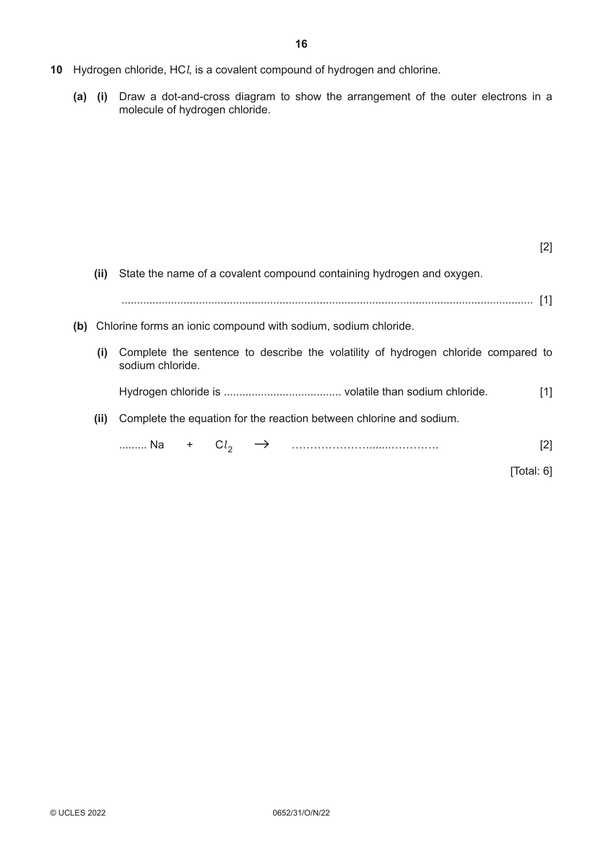 Cambridge IGCSE Physical Science 0652 2022 Oct/Nov Paper 3 · Variant 1 question paper, page 16 of 24