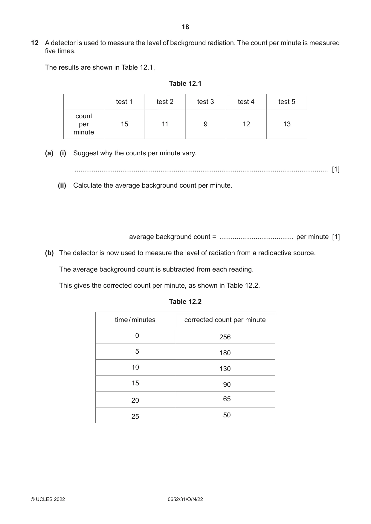Cambridge IGCSE Physical Science 0652 2022 Oct/Nov Paper 3 · Variant 1 question paper, page 18 of 24