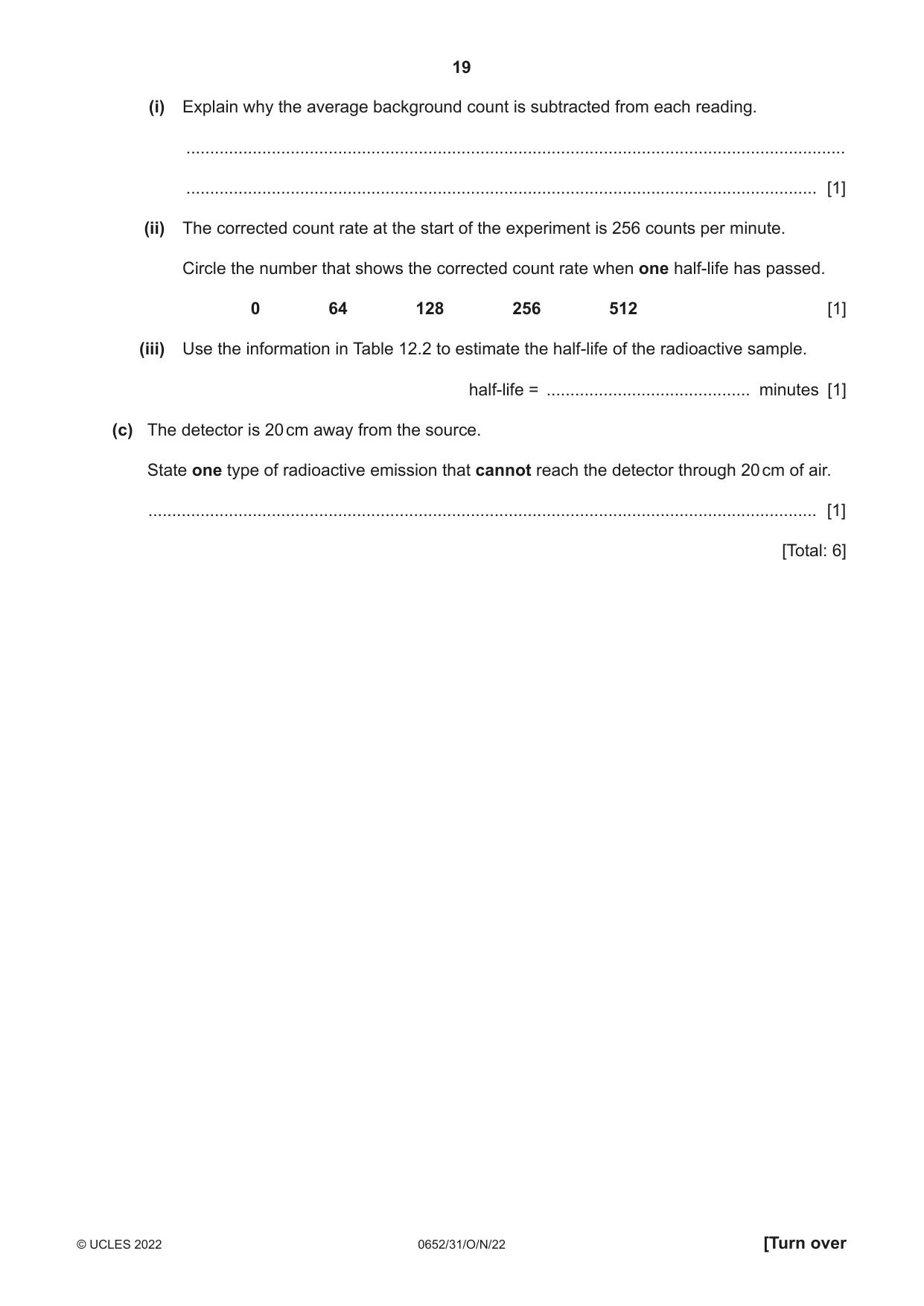 Cambridge IGCSE Physical Science 0652 2022 Oct/Nov Paper 3 · Variant 1 question paper, page 19 of 24
