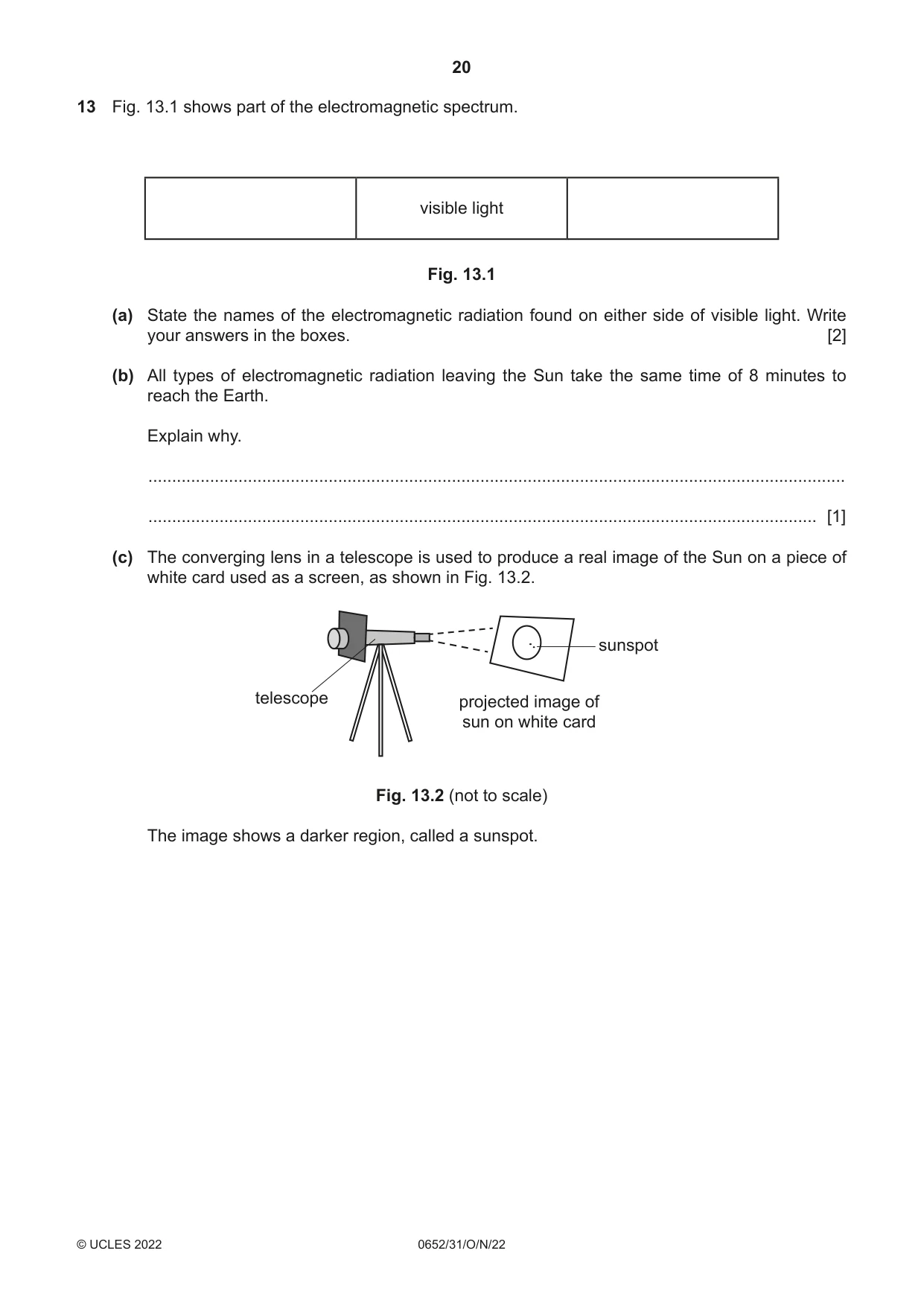 Cambridge IGCSE Physical Science 0652 2022 Oct/Nov Paper 3 · Variant 1 question paper, page 20 of 24