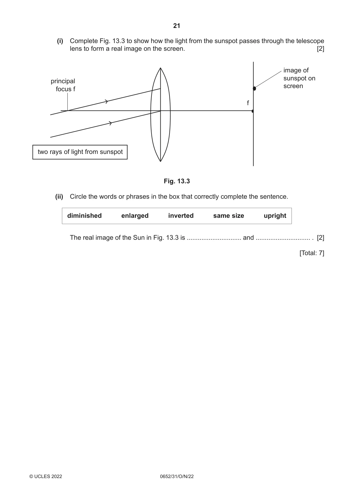 Cambridge IGCSE Physical Science 0652 2022 Oct/Nov Paper 3 · Variant 1 question paper, page 21 of 24