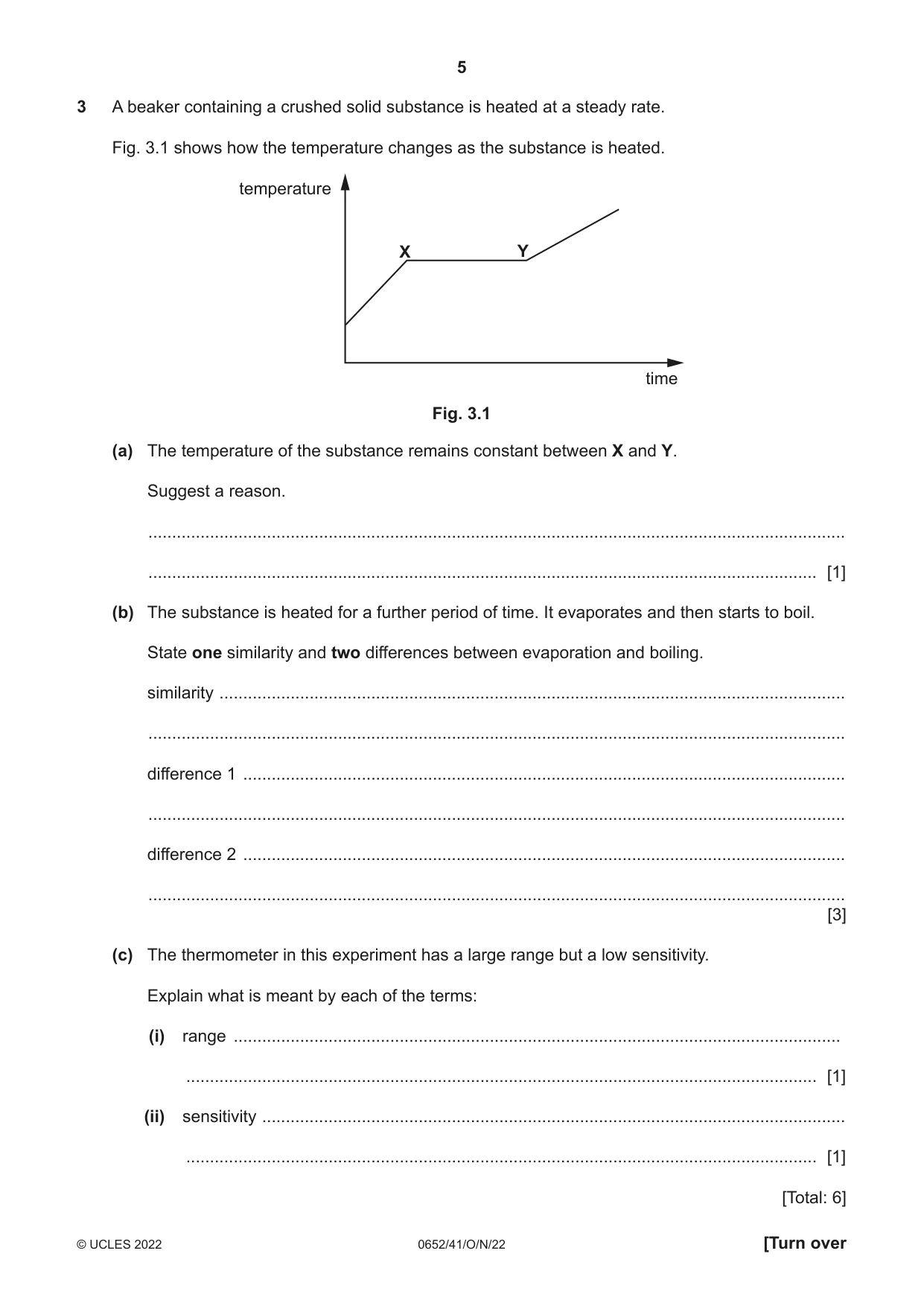 Cambridge IGCSE Physical Science 0652 2022 Oct/Nov Paper 4 · Variant 1 question paper, page 5 of 20