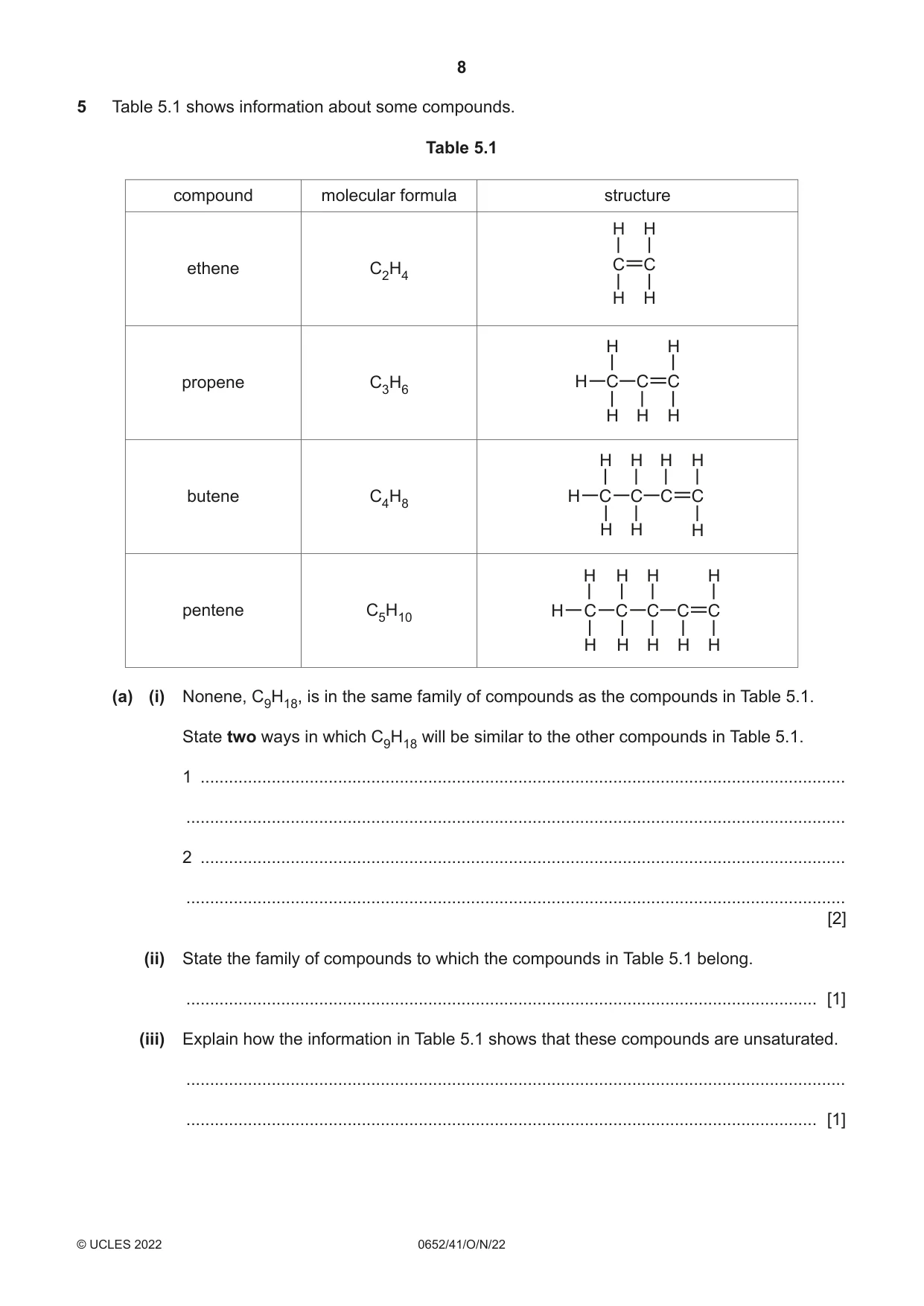 Cambridge IGCSE Physical Science 0652 2022 Oct/Nov Paper 4 · Variant 1 question paper, page 8 of 20
