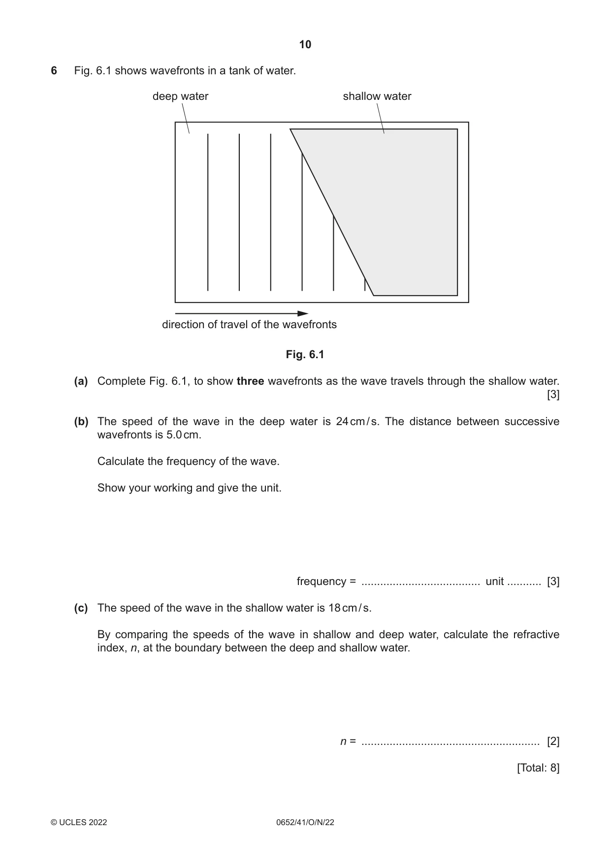 Cambridge IGCSE Physical Science 0652 2022 Oct/Nov Paper 4 · Variant 1 question paper, page 10 of 20