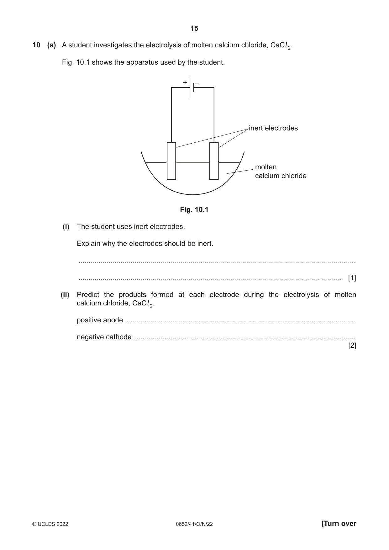 Cambridge IGCSE Physical Science 0652 2022 Oct/Nov Paper 4 · Variant 1 question paper, page 15 of 20
