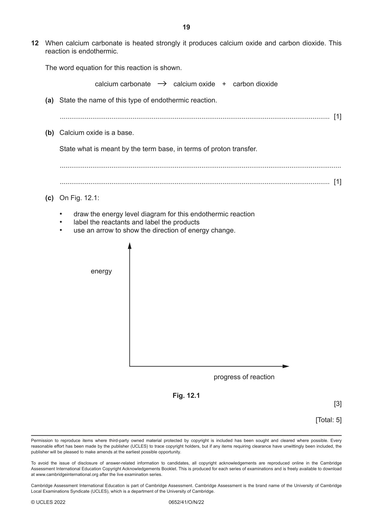 Cambridge IGCSE Physical Science 0652 2022 Oct/Nov Paper 4 · Variant 1 question paper, page 19 of 20