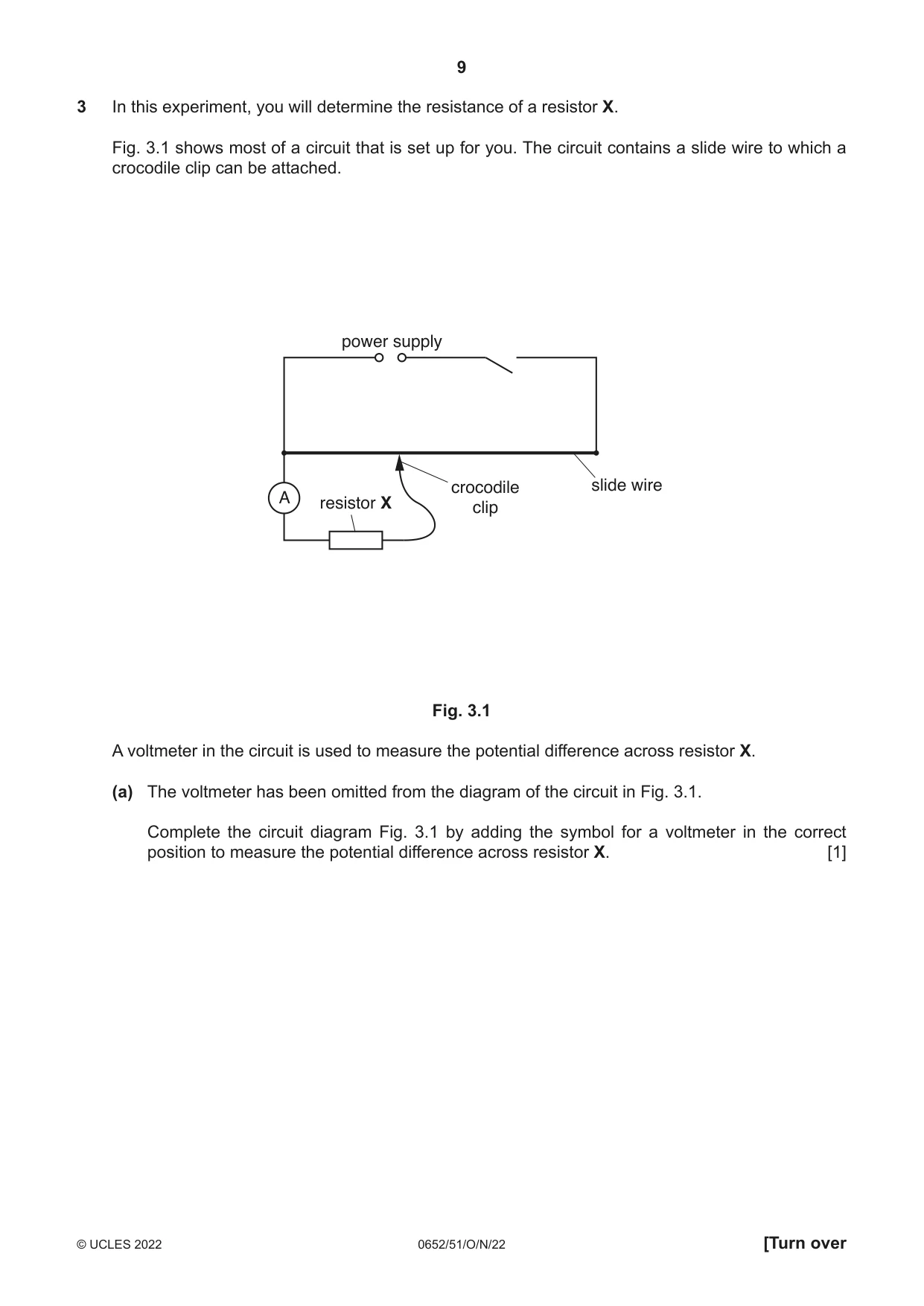 Cambridge IGCSE Physical Science 0652 2022 Oct/Nov Paper 5 · Variant 1 question paper, page 9 of 16