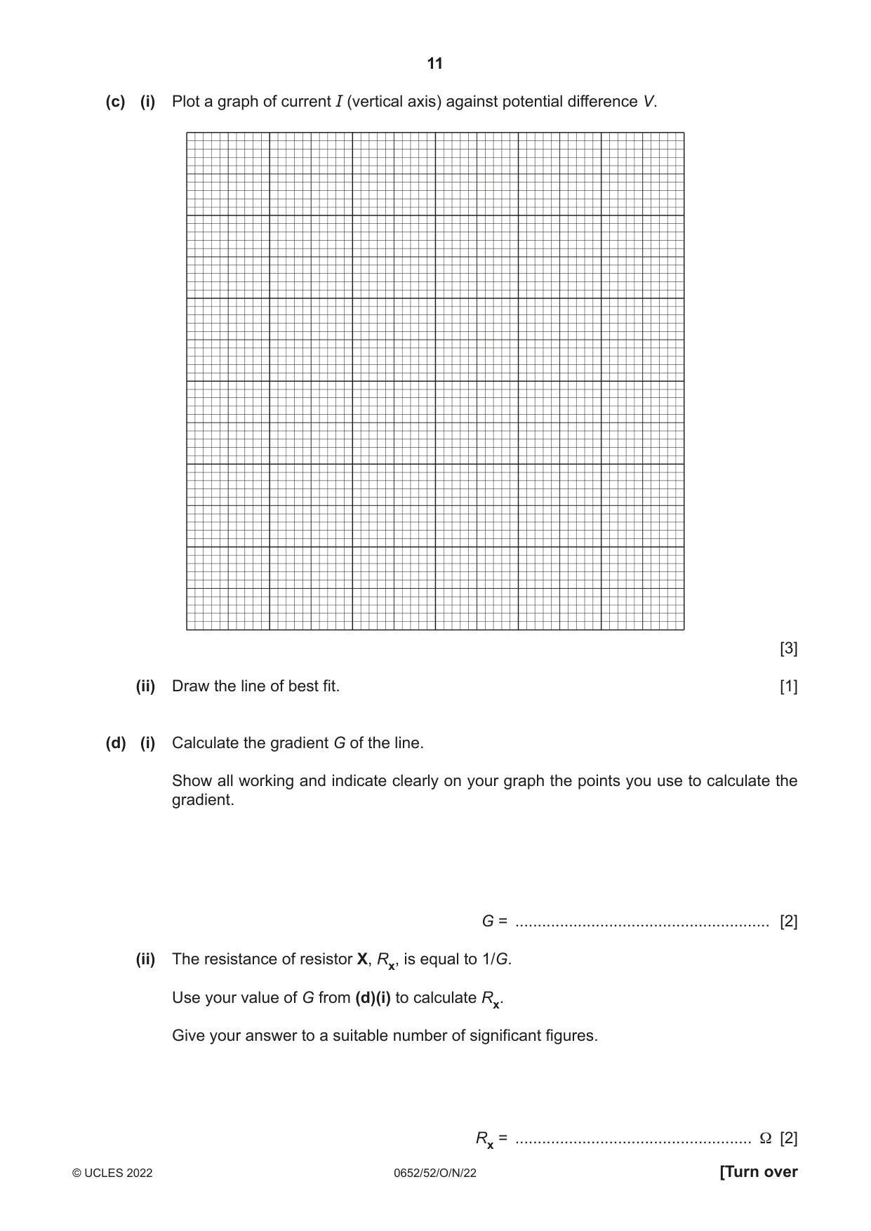 Cambridge IGCSE Physical Science 0652 2022 Oct/Nov Paper 5 · Variant 2 question paper, page 11 of 16