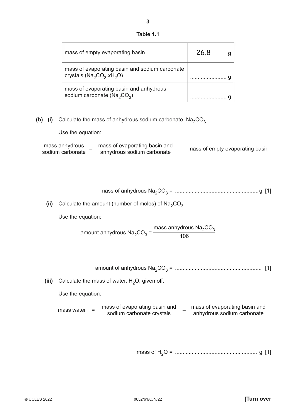 Cambridge IGCSE Physical Science 0652 2022 Oct/Nov Paper 6 · Variant 1 question paper, page 3 of 12
