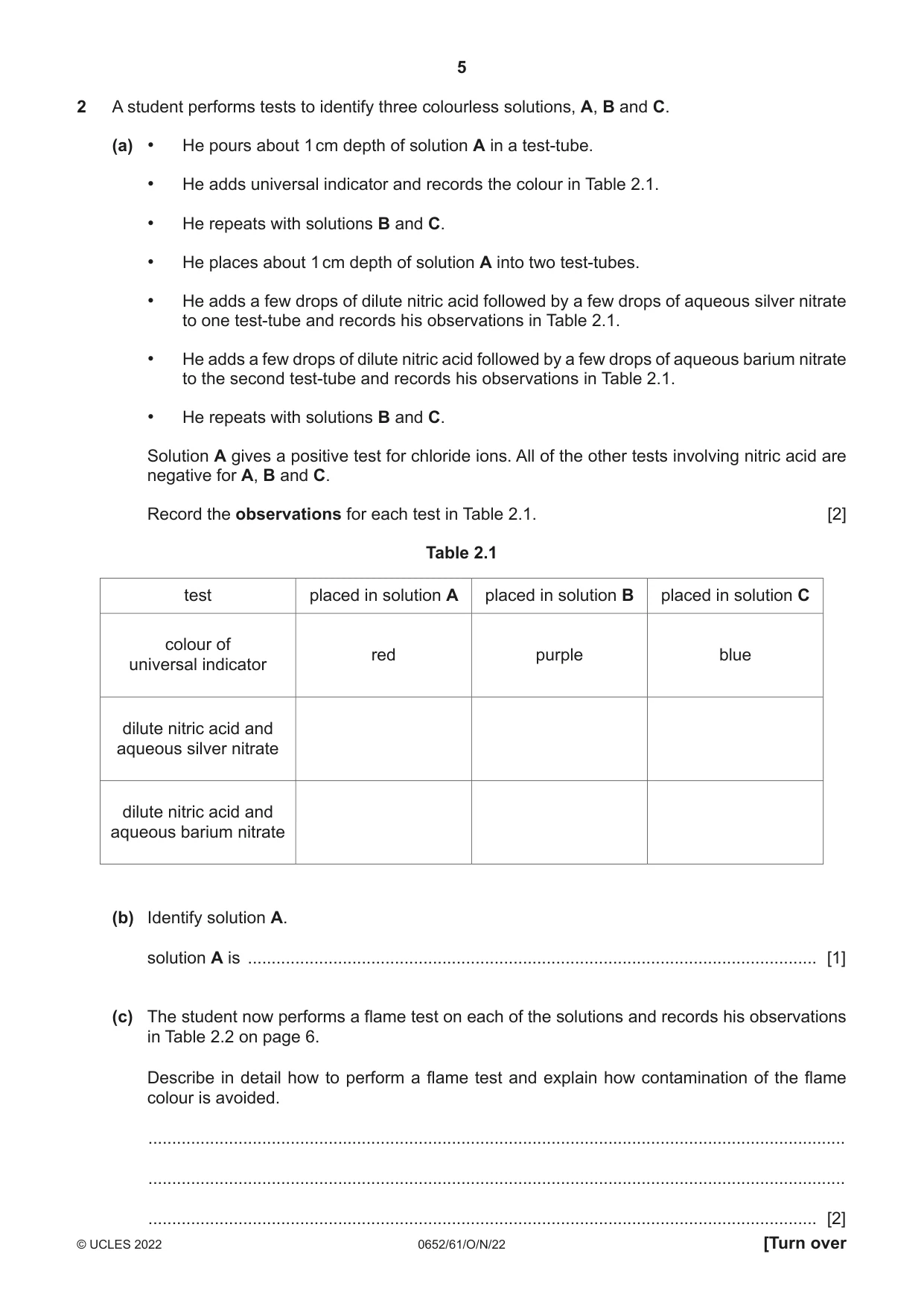 Cambridge IGCSE Physical Science 0652 2022 Oct/Nov Paper 6 · Variant 1 question paper, page 5 of 12