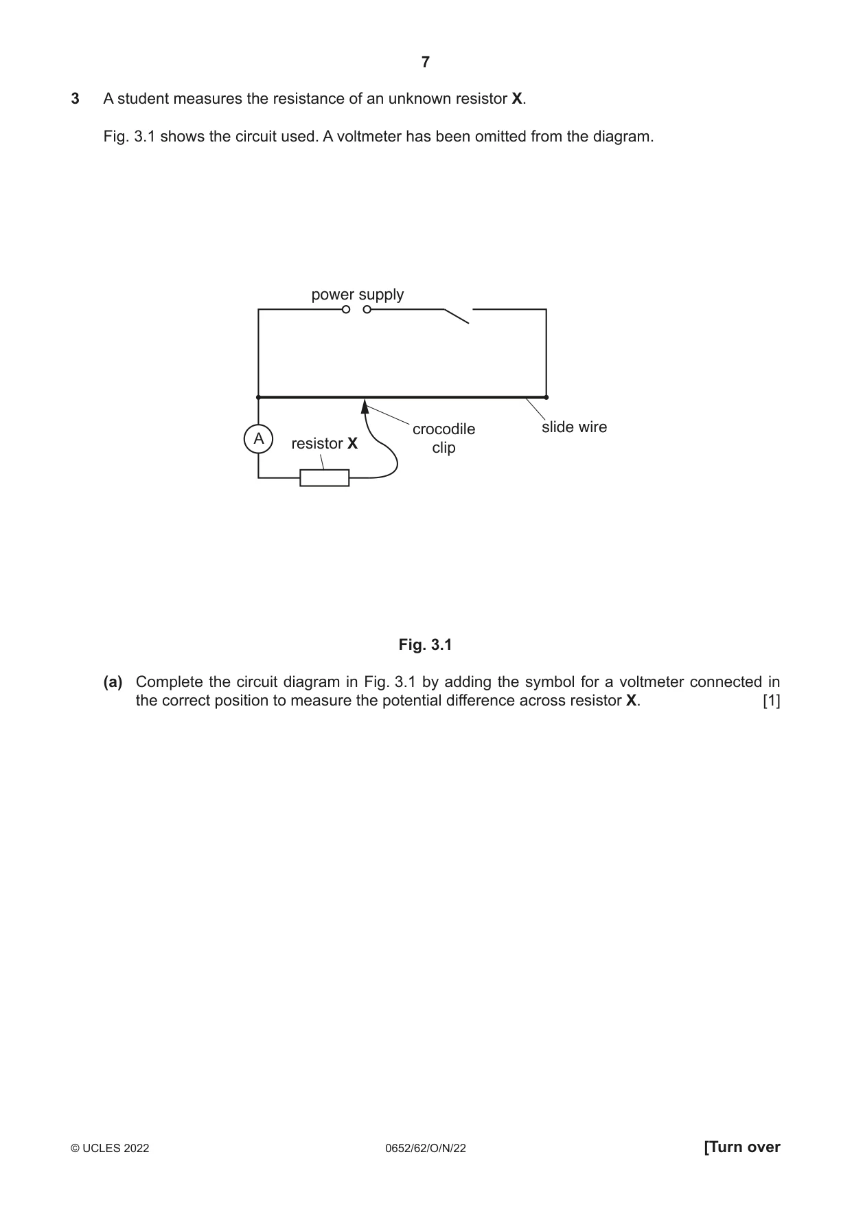 Cambridge IGCSE Physical Science 0652 2022 Oct/Nov Paper 6 · Variant 2 question paper, page 7 of 12