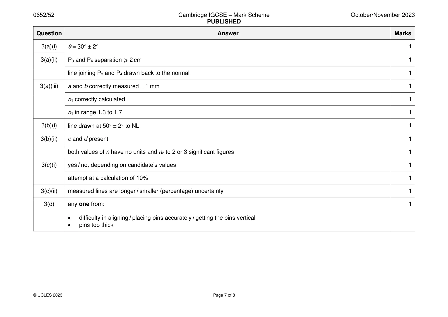 Mark scheme, page 7 of 8