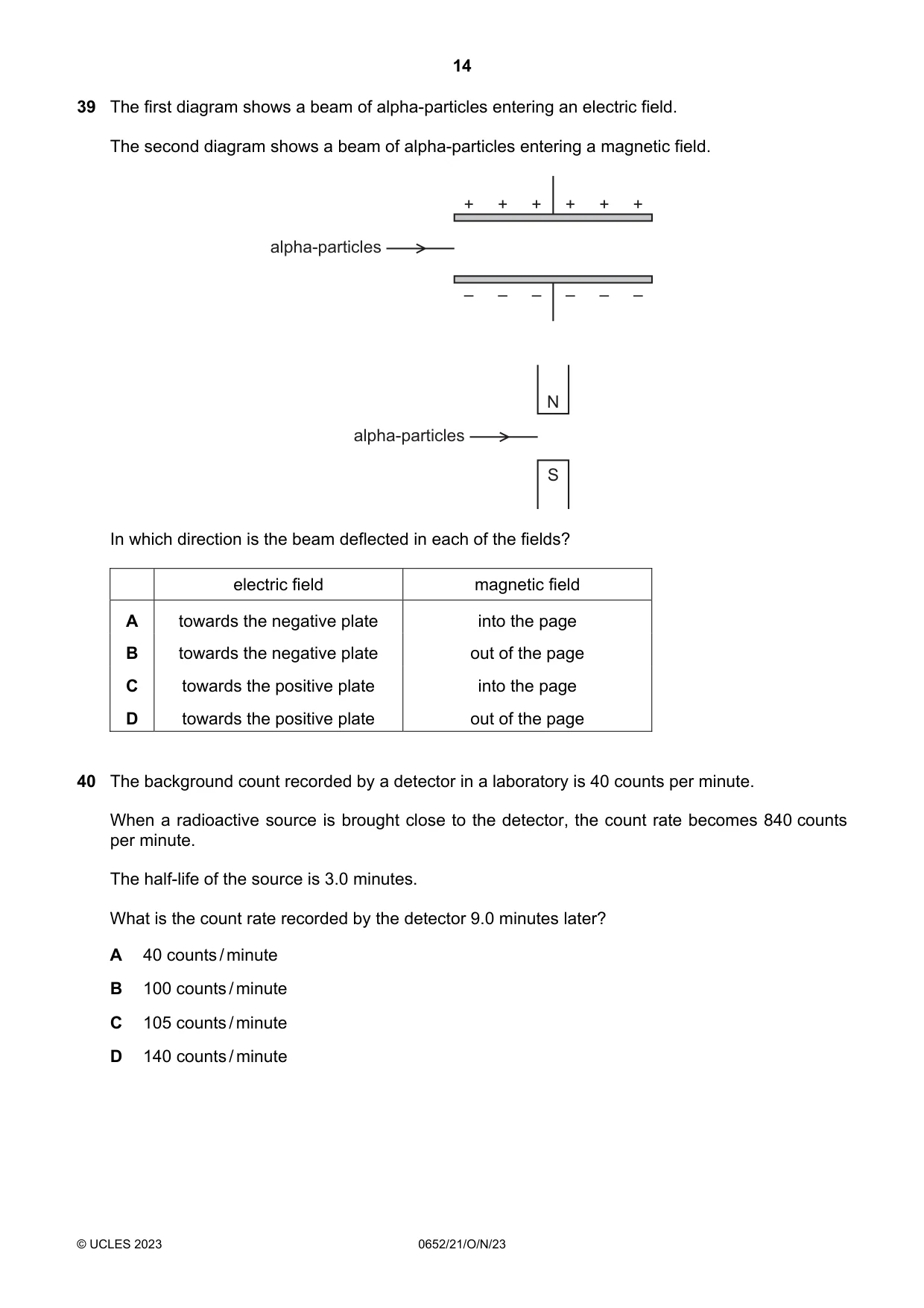Cambridge IGCSE Physical Science 0652 2023 Oct/Nov Paper 2 · Variant 1 question paper, page 14 of 16