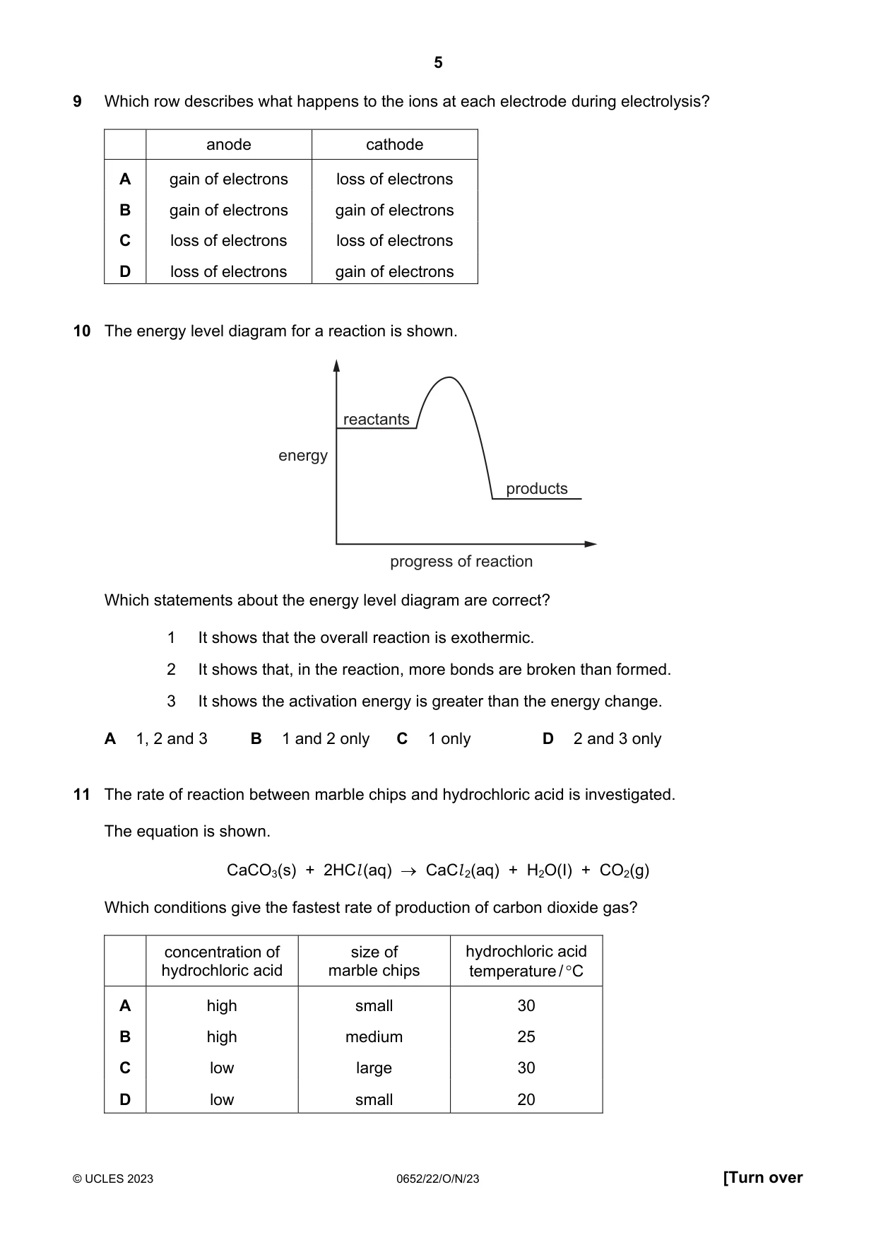 Cambridge IGCSE Physical Science 0652 2023 Oct/Nov Paper 2 · Variant 2 question paper, page 5 of 16