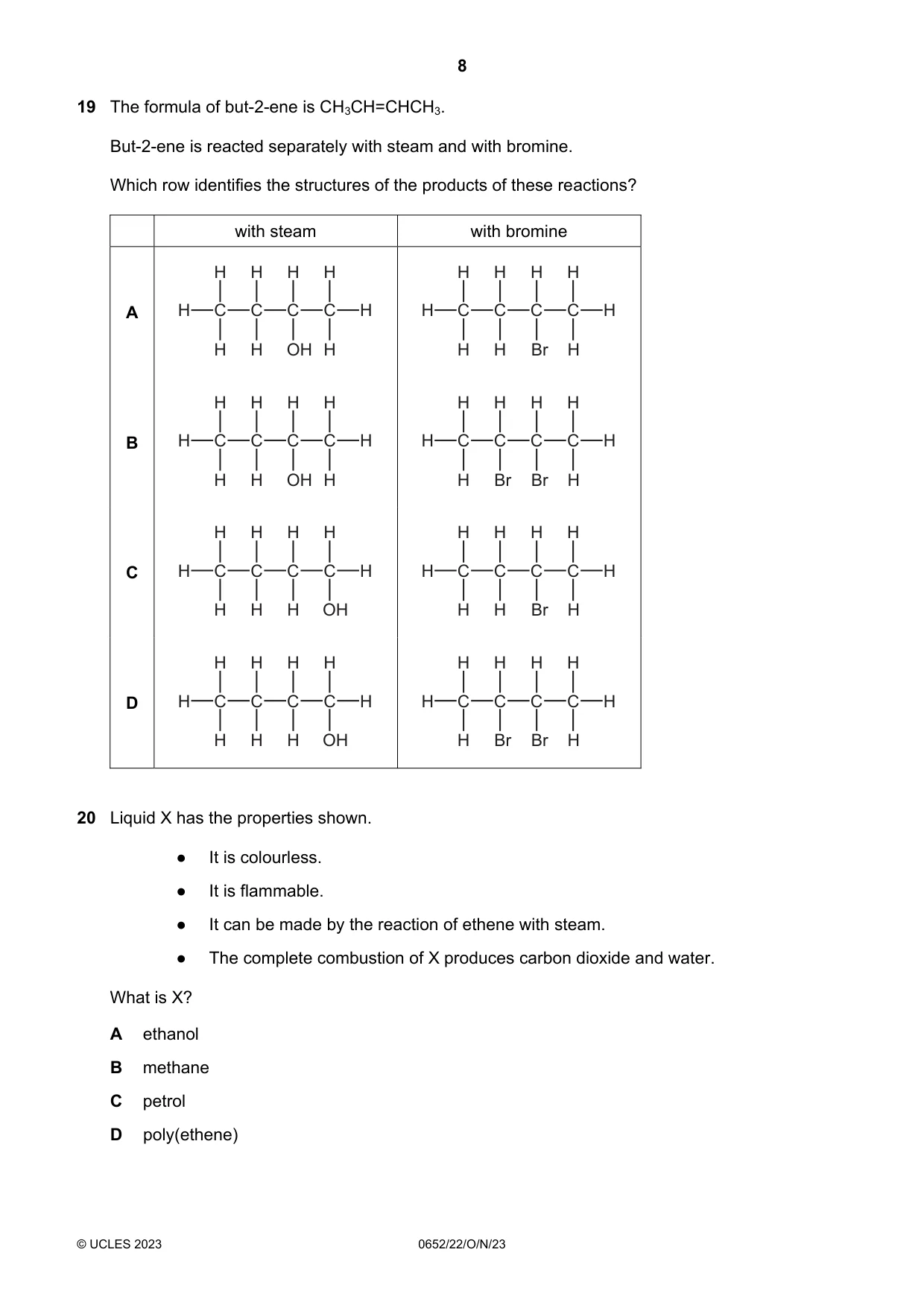 Cambridge IGCSE Physical Science 0652 2023 Oct/Nov Paper 2 · Variant 2 question paper, page 8 of 16
