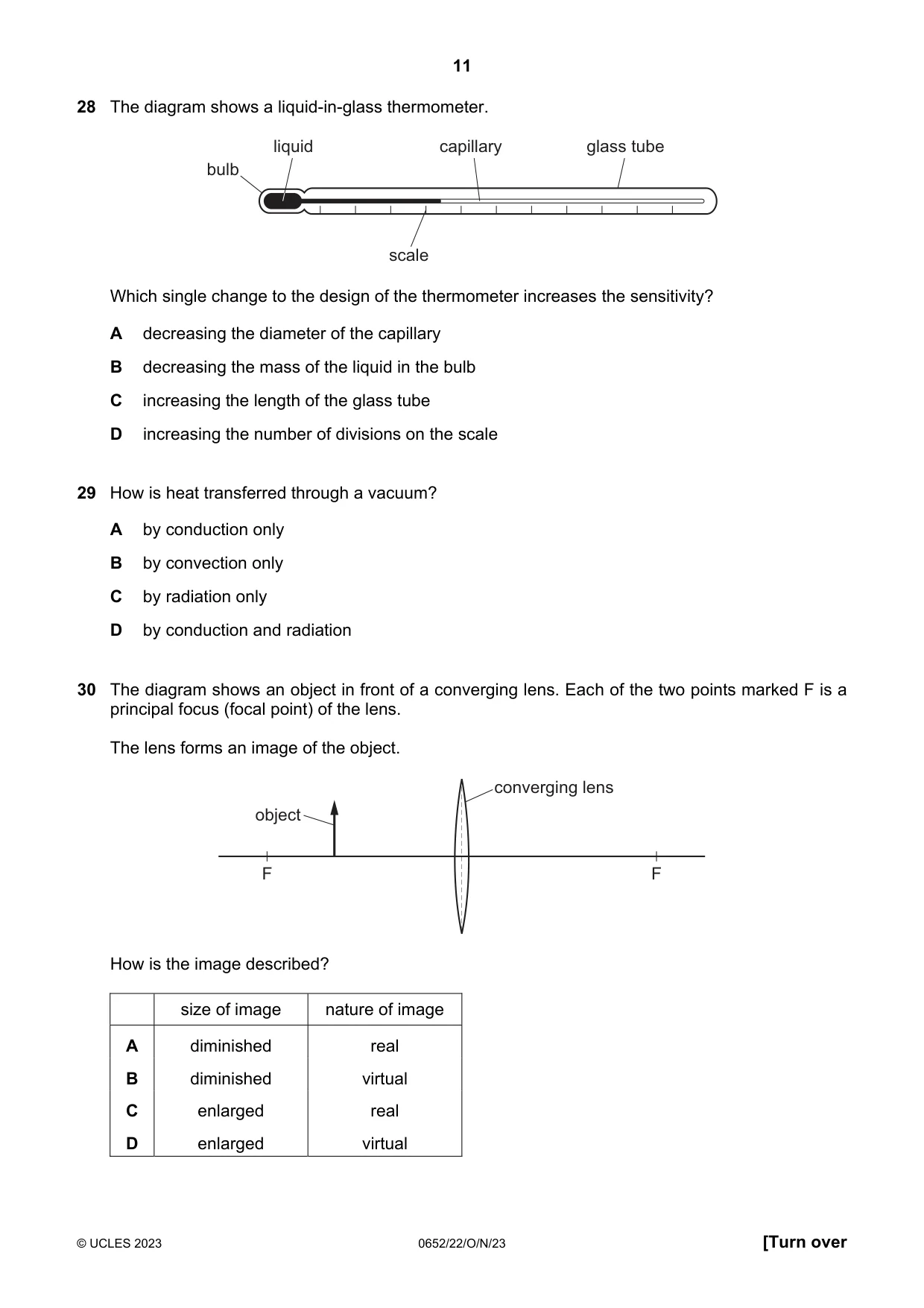Cambridge IGCSE Physical Science 0652 2023 Oct/Nov Paper 2 · Variant 2 question paper, page 11 of 16