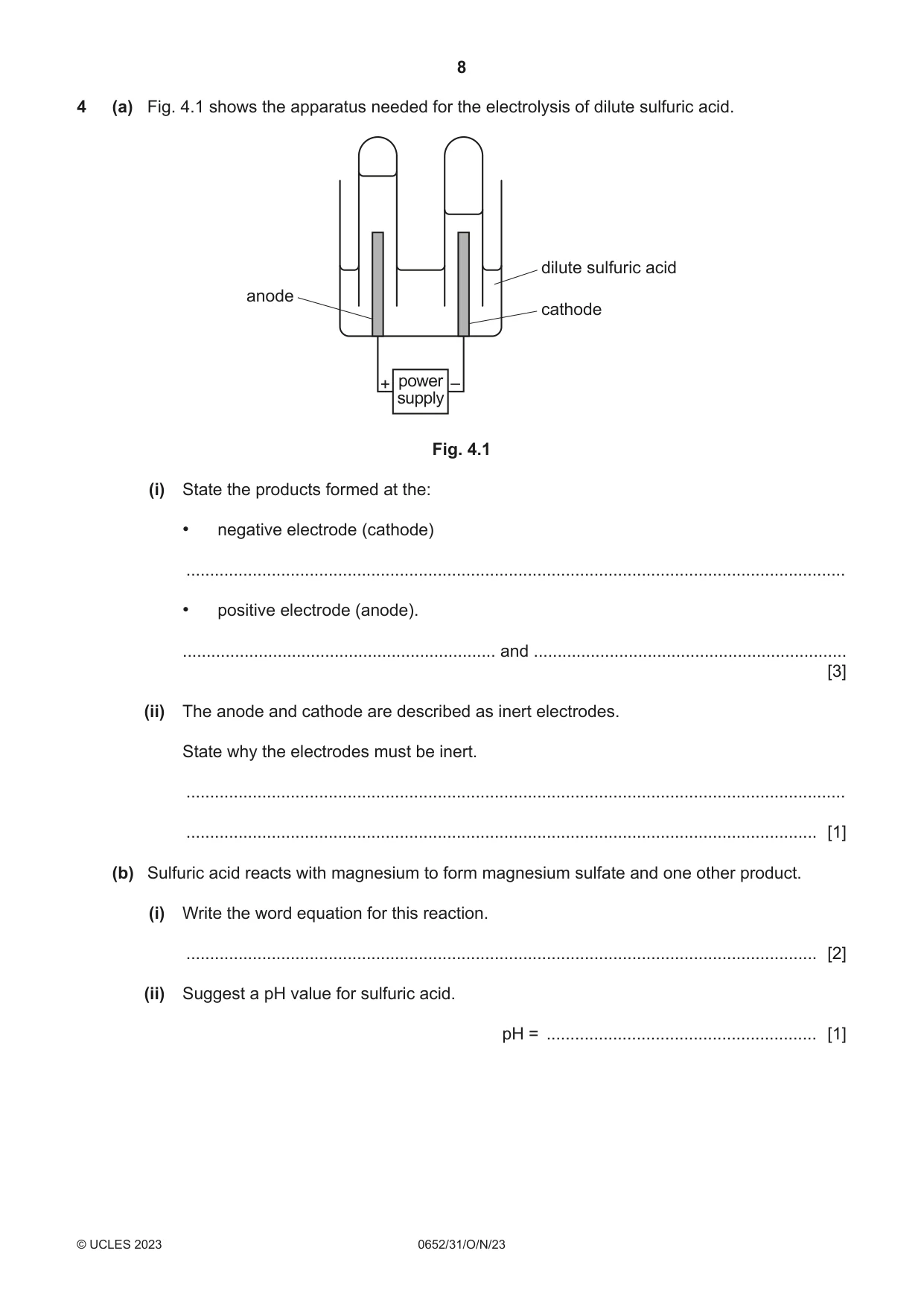 Cambridge IGCSE Physical Science 0652 2023 Oct/Nov Paper 3 · Variant 1 question paper, page 8 of 24