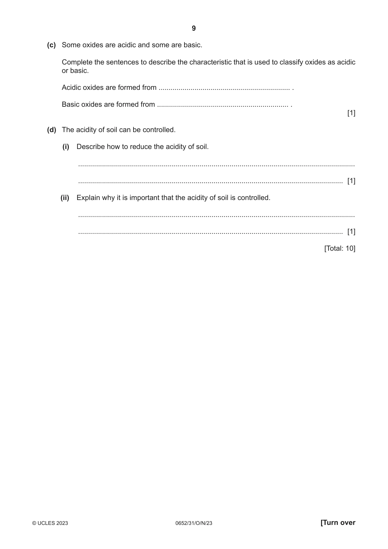 Cambridge IGCSE Physical Science 0652 2023 Oct/Nov Paper 3 · Variant 1 question paper, page 9 of 24