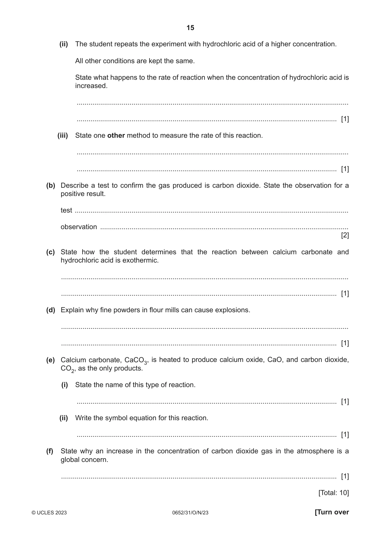 Cambridge IGCSE Physical Science 0652 2023 Oct/Nov Paper 3 · Variant 1 question paper, page 15 of 24