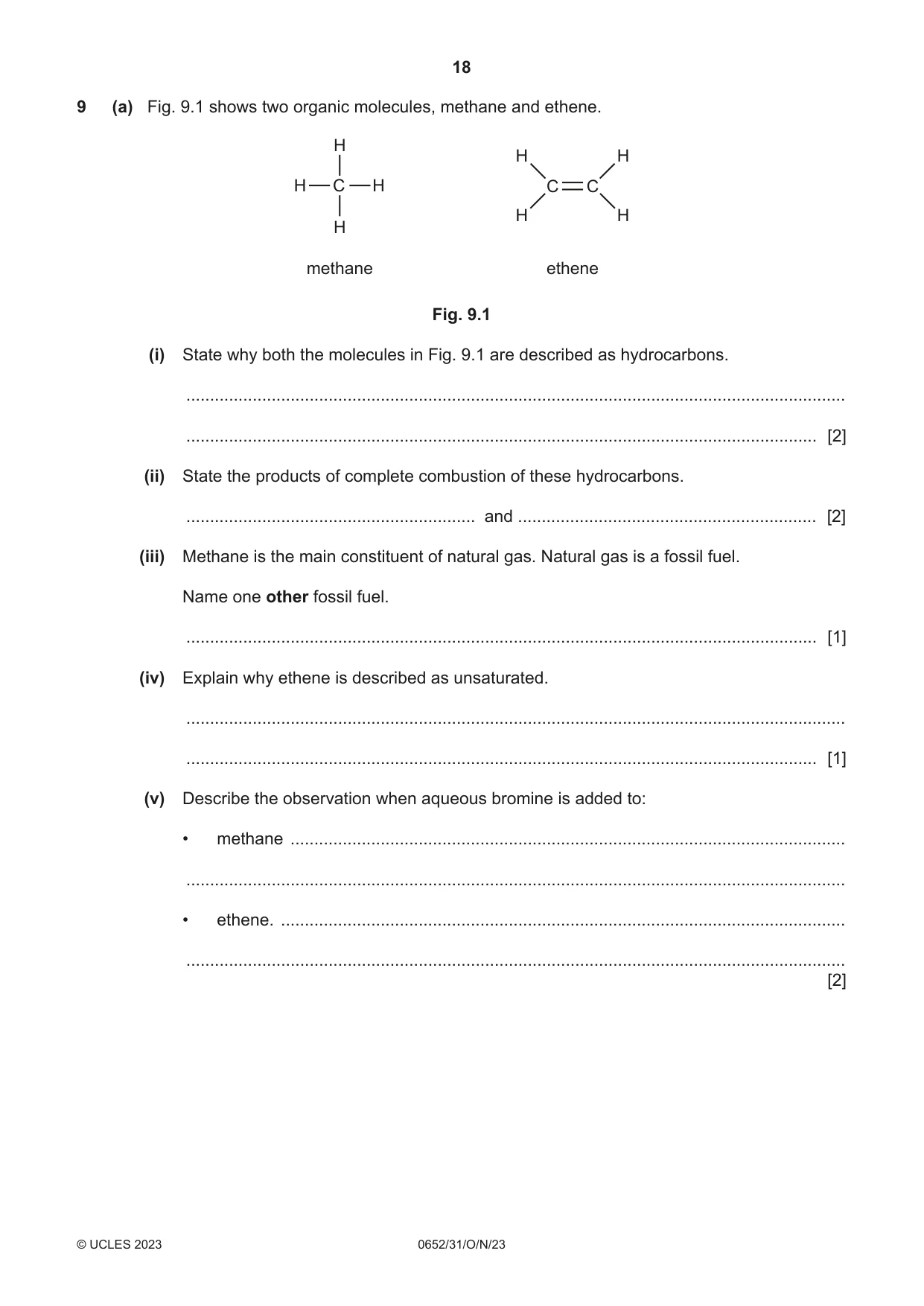 Cambridge IGCSE Physical Science 0652 2023 Oct/Nov Paper 3 · Variant 1 question paper, page 18 of 24