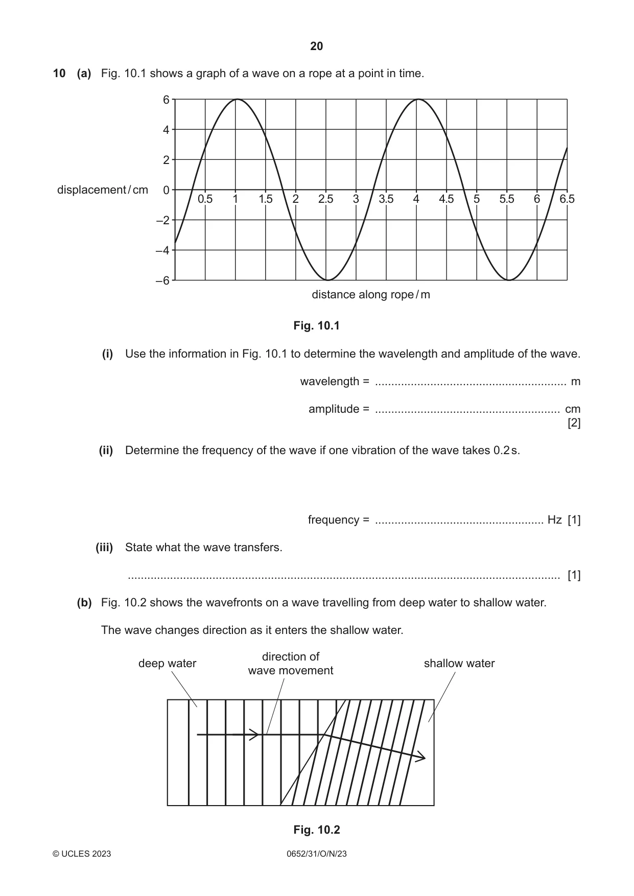 Cambridge IGCSE Physical Science 0652 2023 Oct/Nov Paper 3 · Variant 1 question paper, page 20 of 24