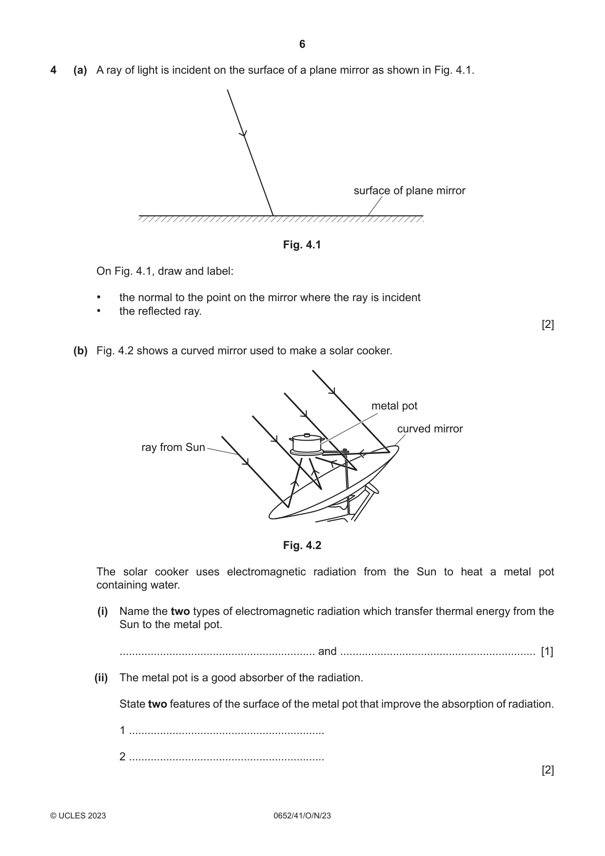 Cambridge IGCSE Physical Science 0652 2023 Oct/Nov Paper 4 · Variant 1 question paper, page 6 of 24