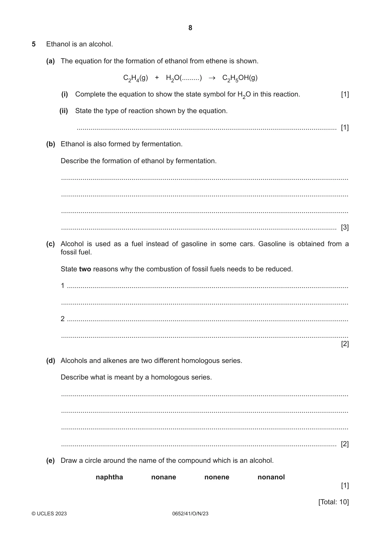 Cambridge IGCSE Physical Science 0652 2023 Oct/Nov Paper 4 · Variant 1 question paper, page 8 of 24