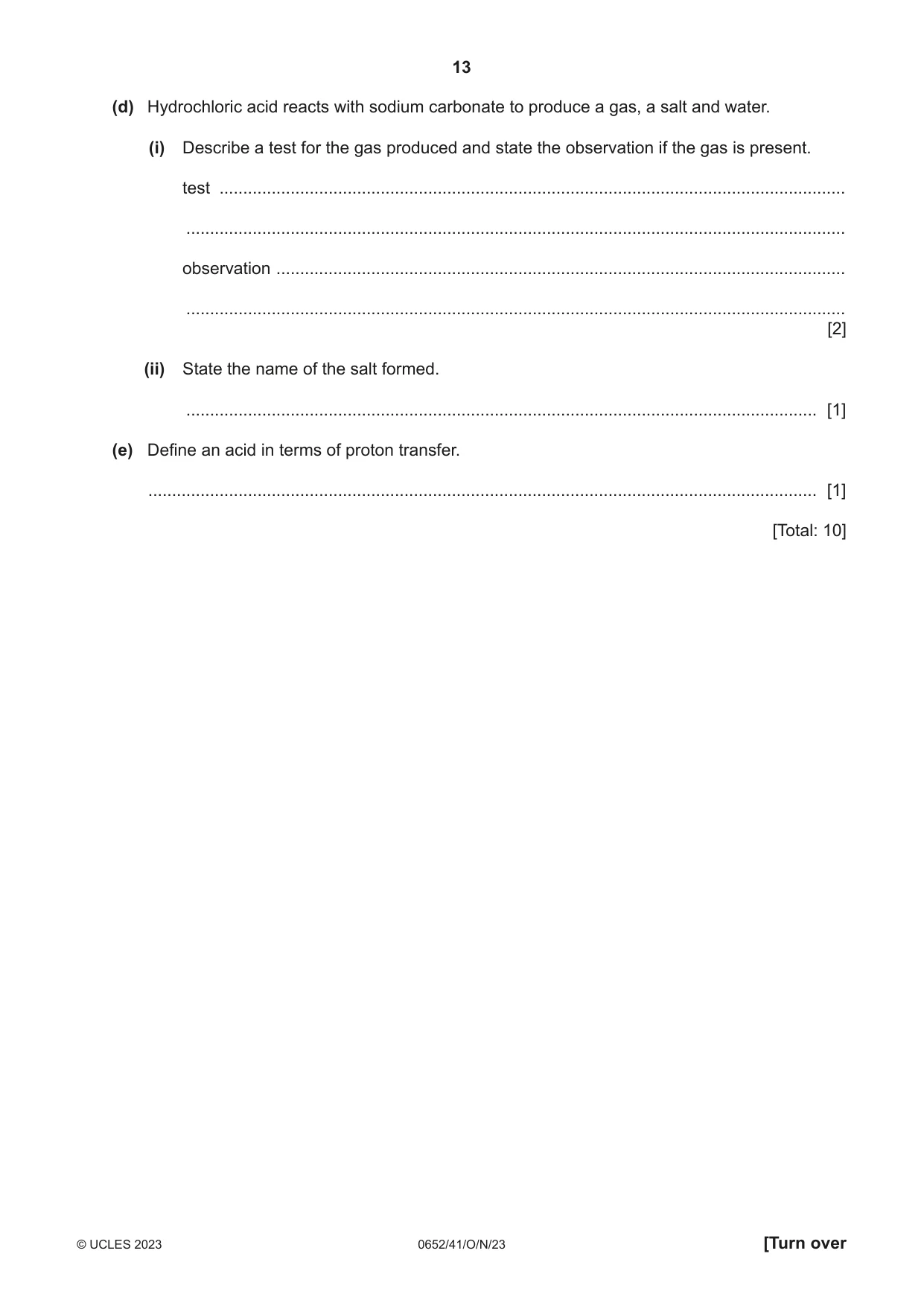 Cambridge IGCSE Physical Science 0652 2023 Oct/Nov Paper 4 · Variant 1 question paper, page 13 of 24