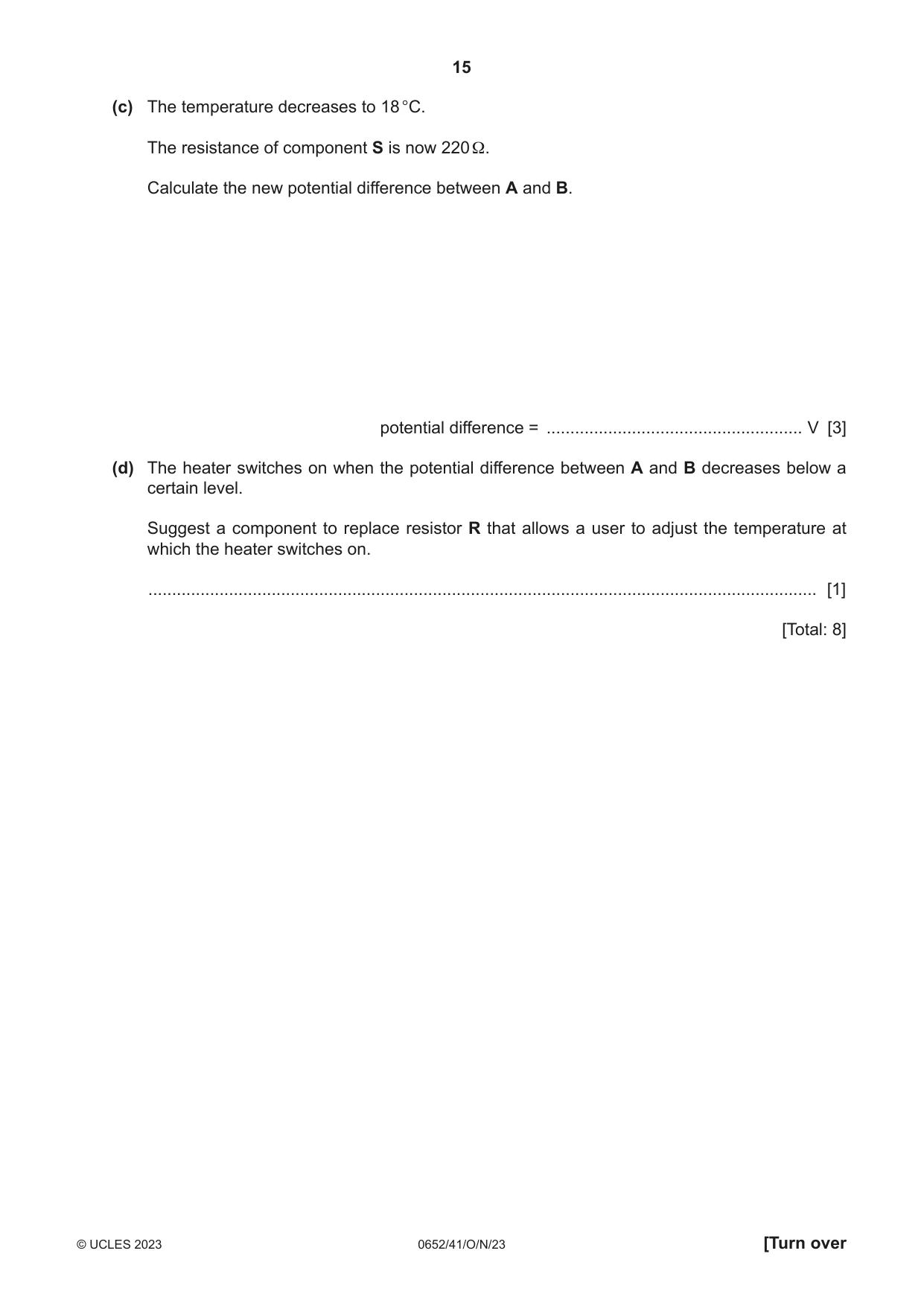 Cambridge IGCSE Physical Science 0652 2023 Oct/Nov Paper 4 · Variant 1 question paper, page 15 of 24