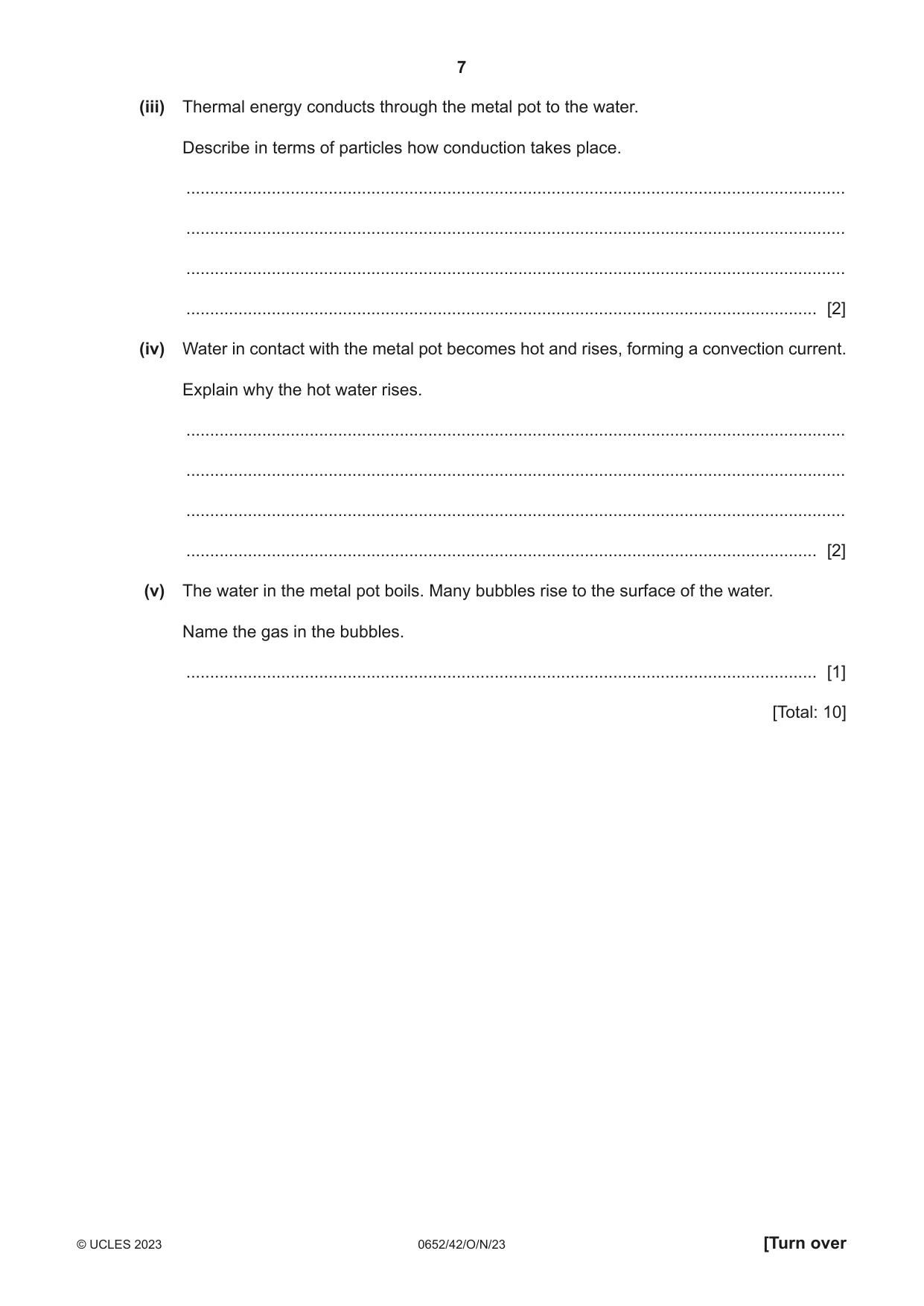 Cambridge IGCSE Physical Science 0652 2023 Oct/Nov Paper 4 · Variant 2 question paper, page 7 of 24