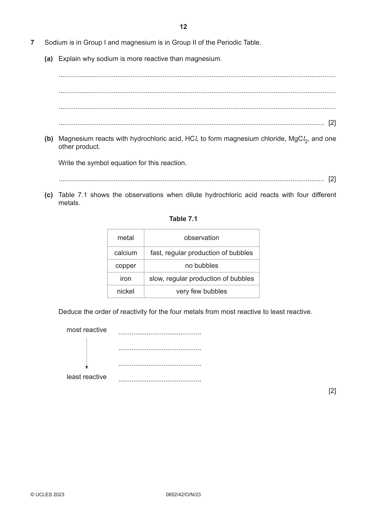 Cambridge IGCSE Physical Science 0652 2023 Oct/Nov Paper 4 · Variant 2 question paper, page 12 of 24